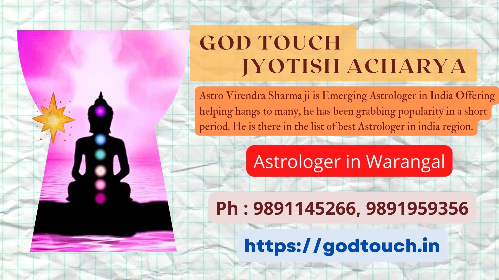 Best Astrologer in Warangal 9891145266 GOD TOUCH JYOTISH ACHARYA