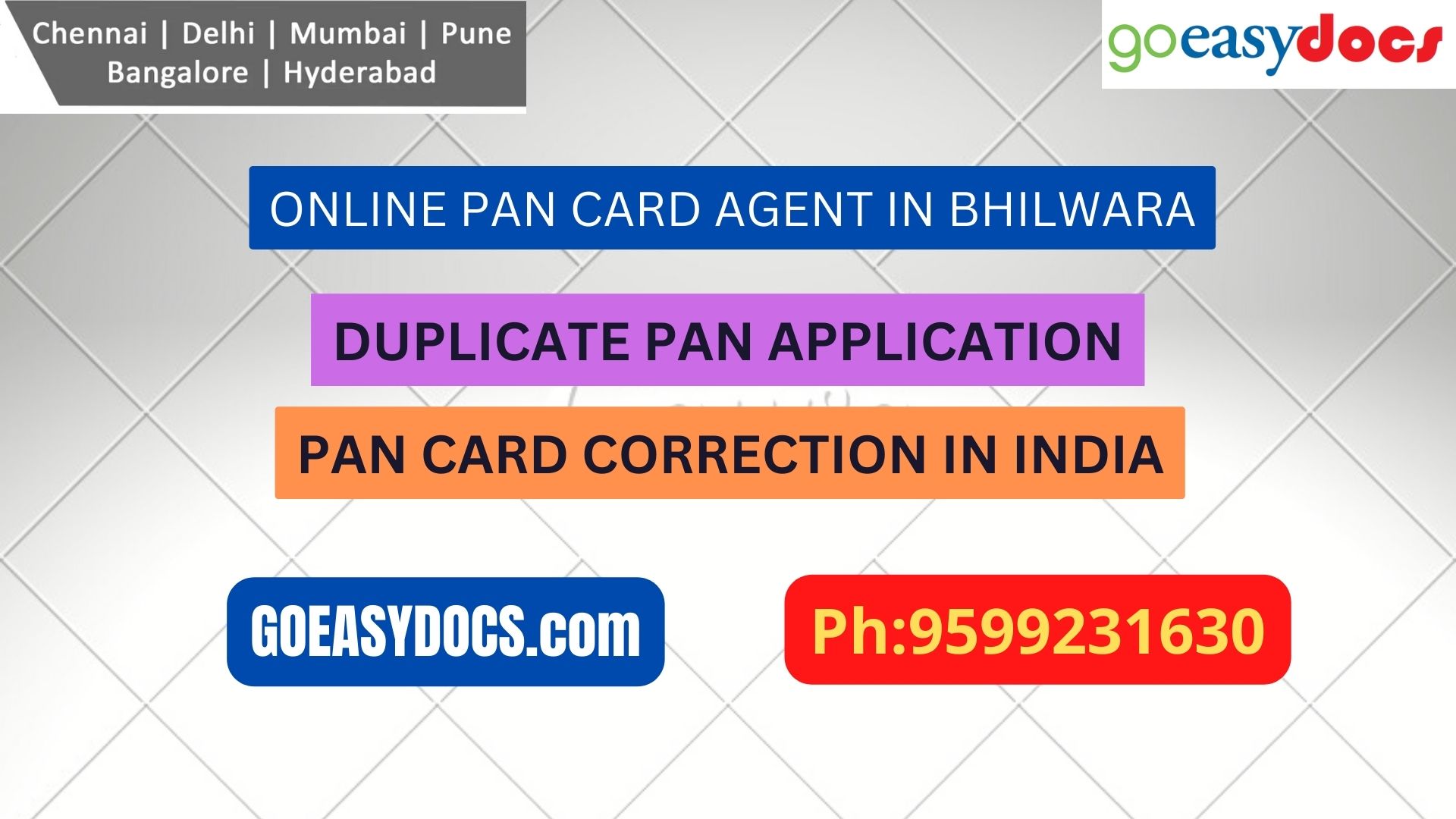 Pan Card Agent Service In BHILWARA 9599231630