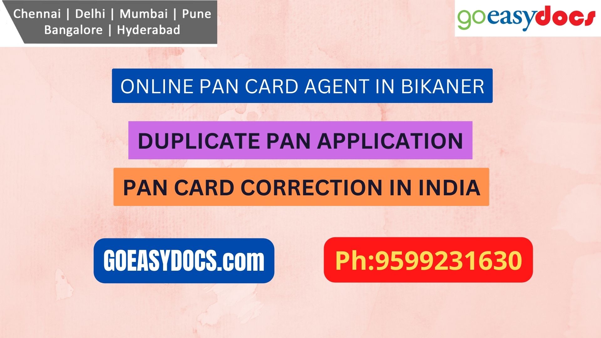 Pan Card Agent Service In BIKANER 9599231630