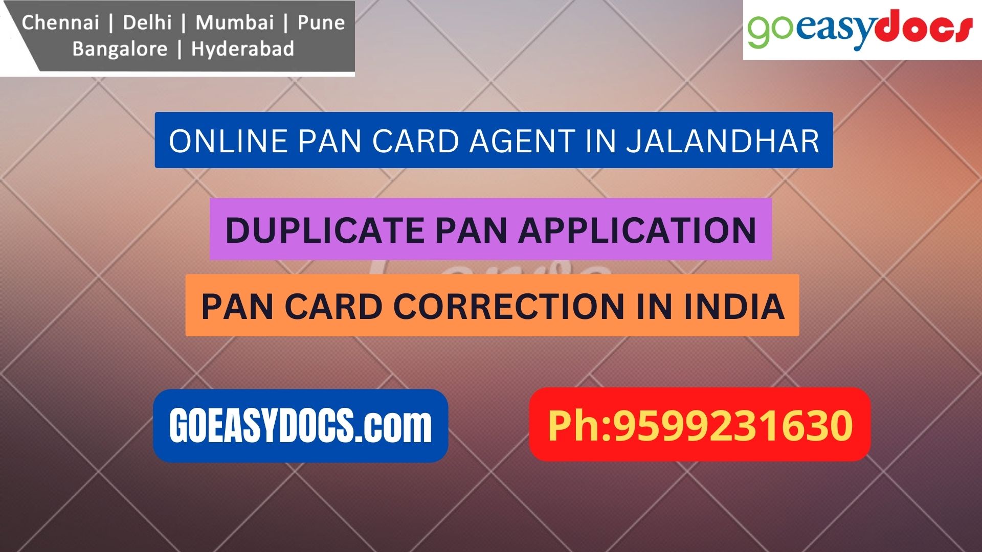 Pan Card Agent Service In JALANDHAR 9599231630