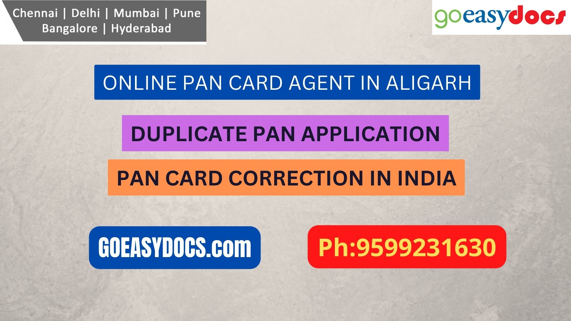 Pan Card Agent Service In ALIGARH 9599231630