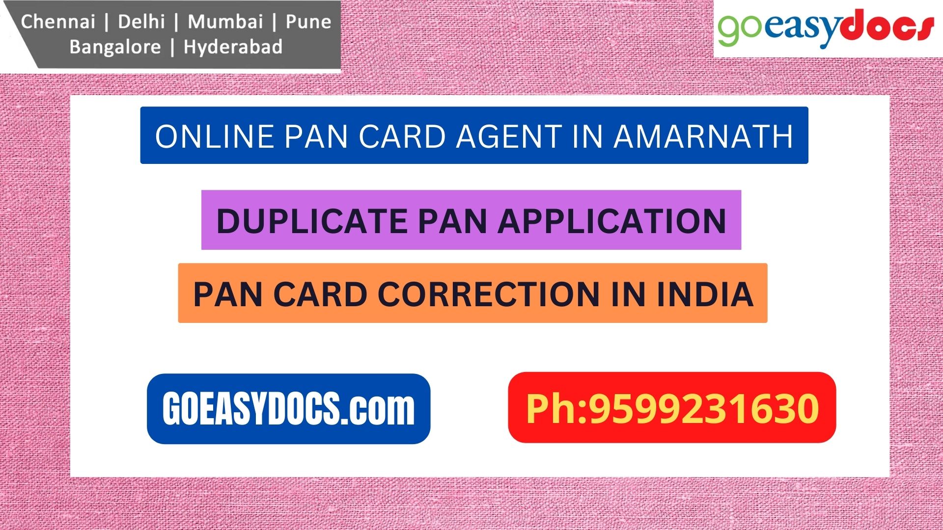 Pan Card Agent Service In AMARNATH 9599231630