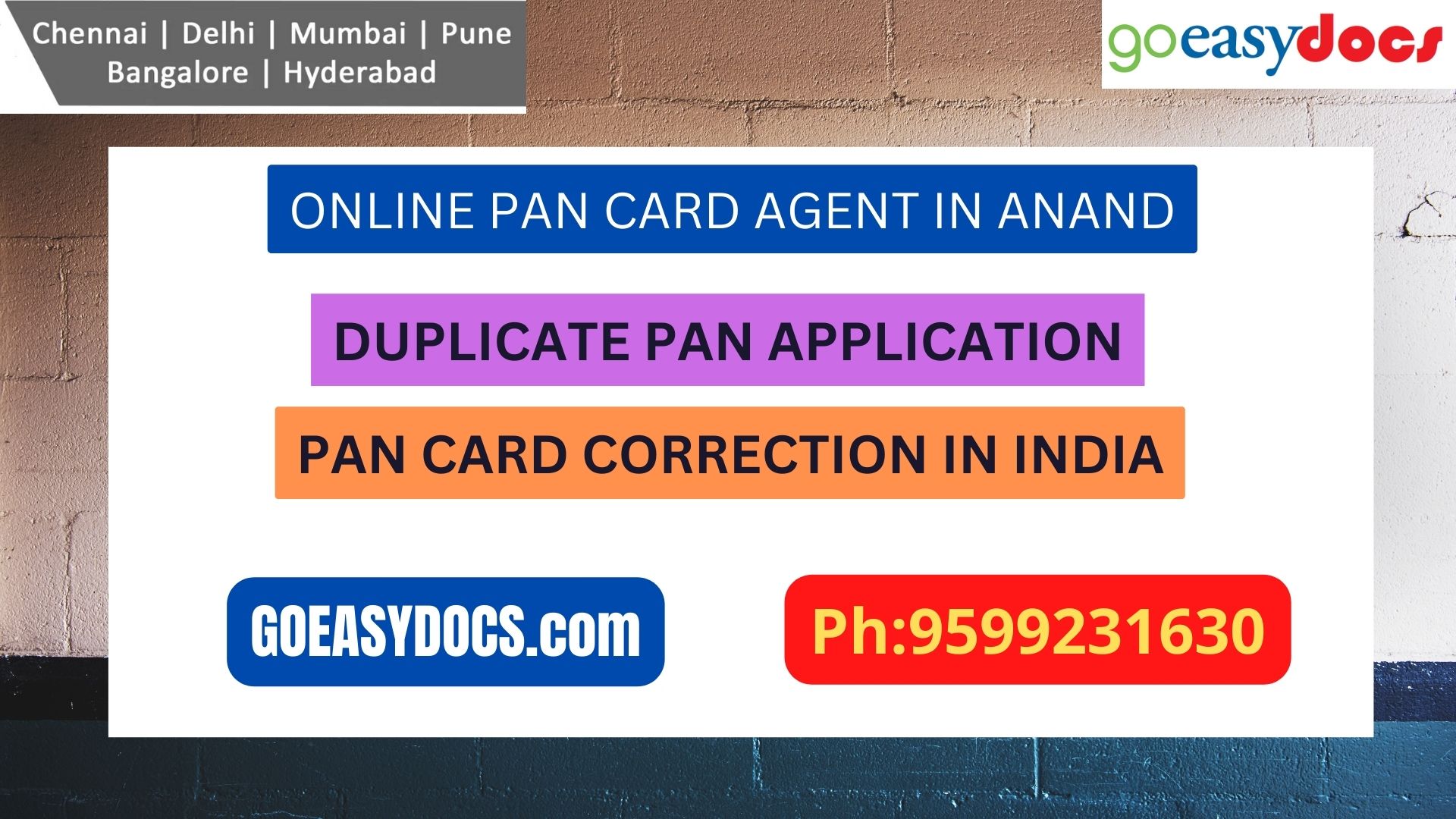 Pan Card Agent Service In ANAND 9599231630