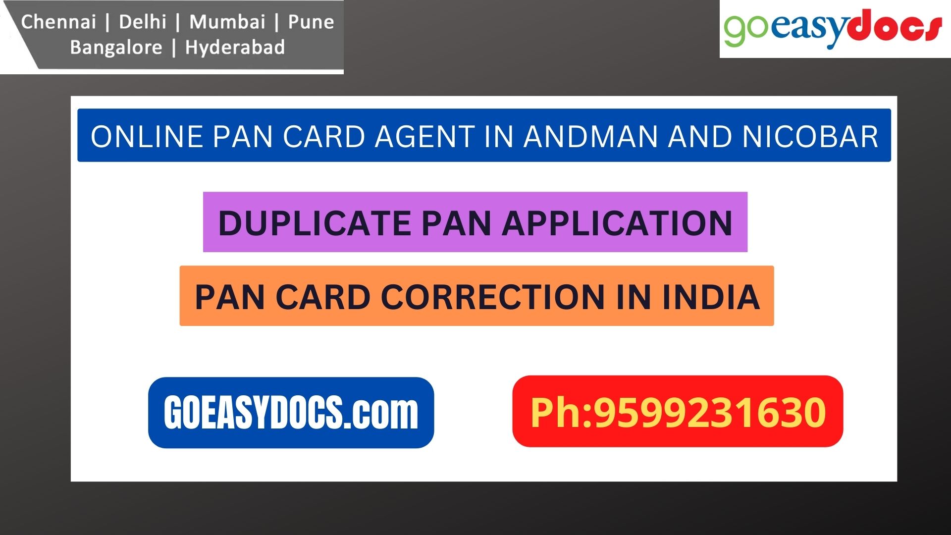 Pan Card Agent Service In ANDMAN AND NICOBAR 9599231630