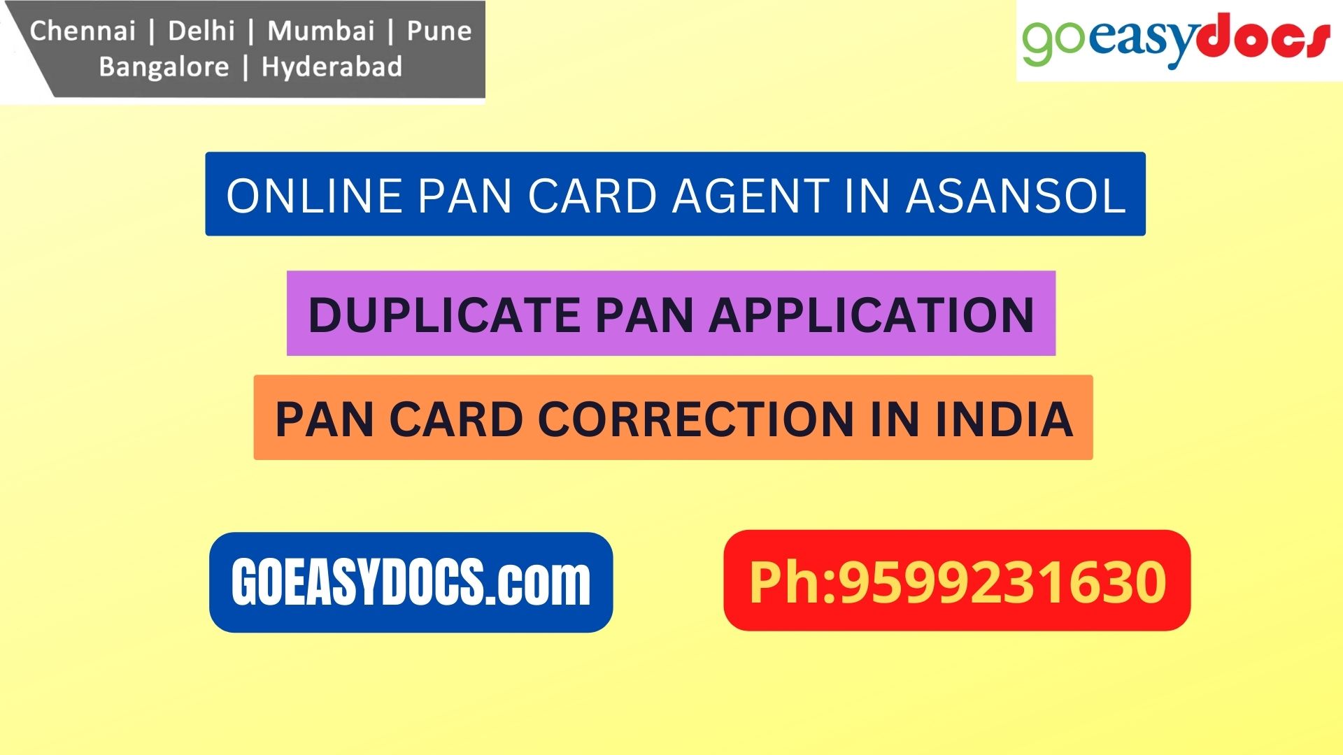 Pan Card Agent Service In ASANSOL 9599231630