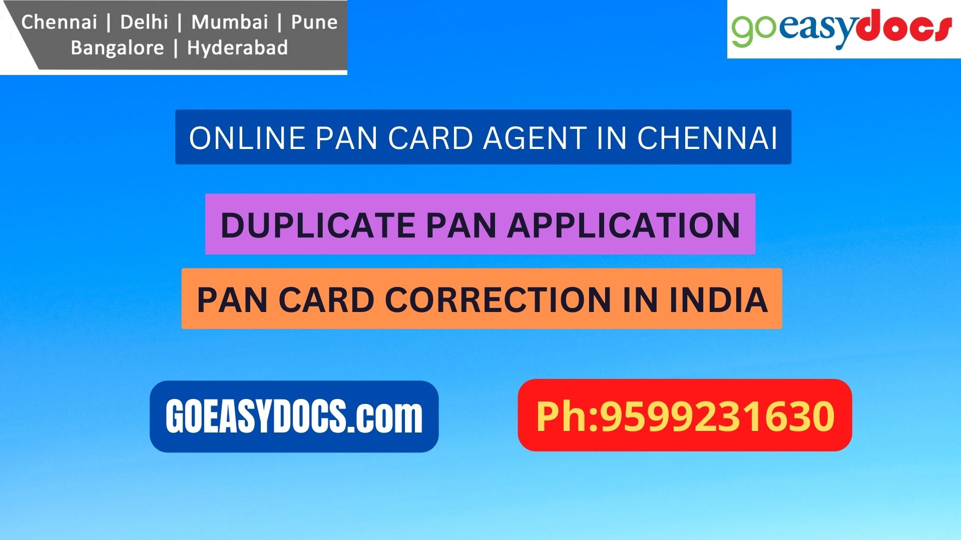 Pan Card Agent Service In CHENNAI 9599231630