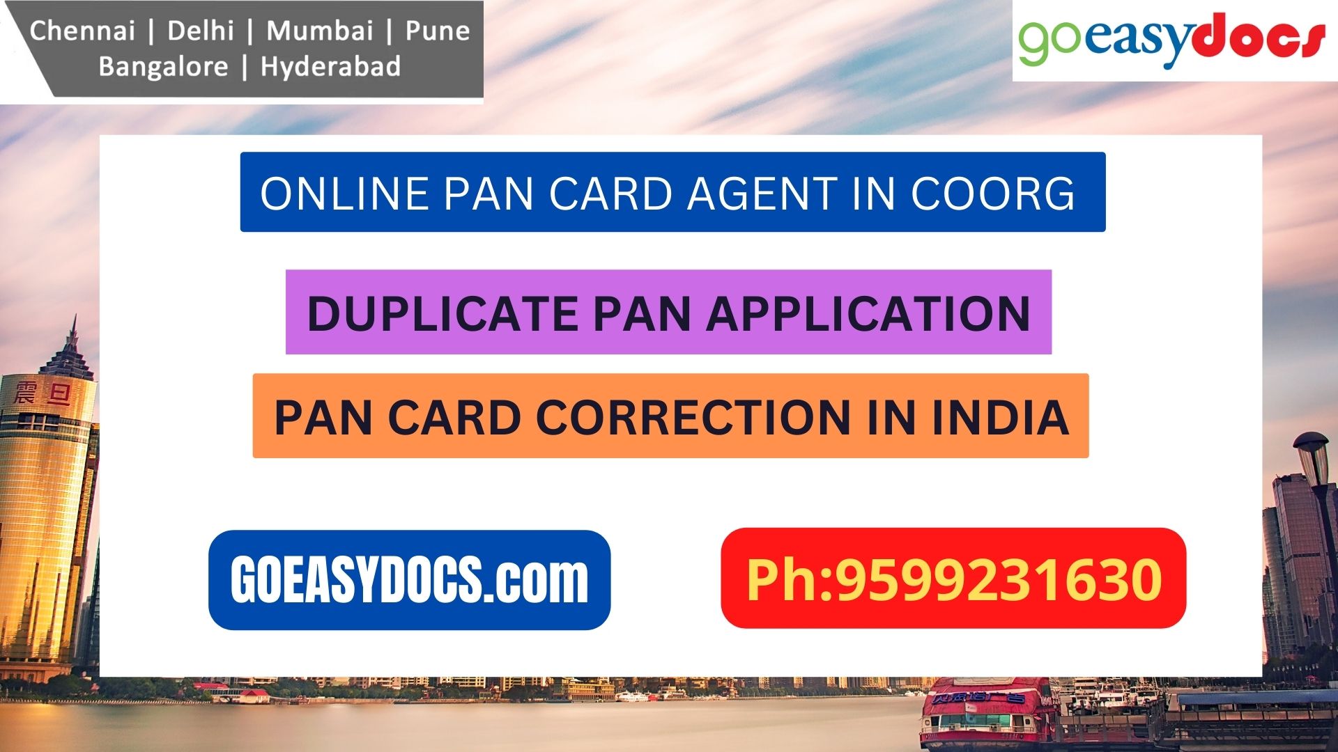 Pan Card Agent Service In COORG 9599231630