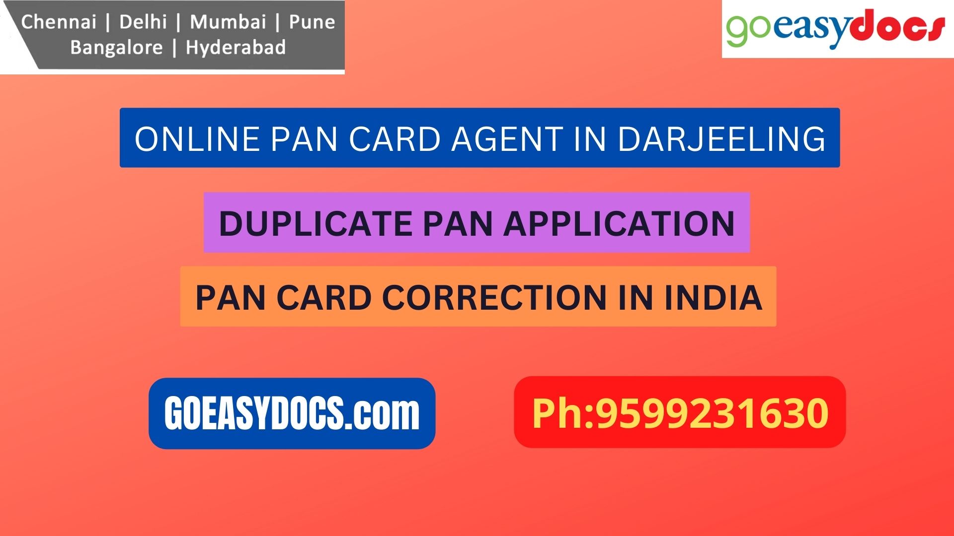 Pan Card Agent Service In DARJEELING 9599231630