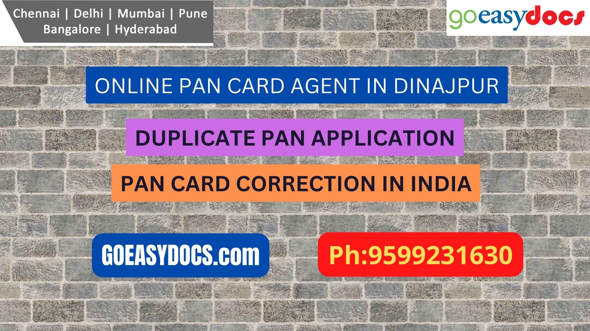 Pan Card Agent Service In DINAJPUR 9599231630