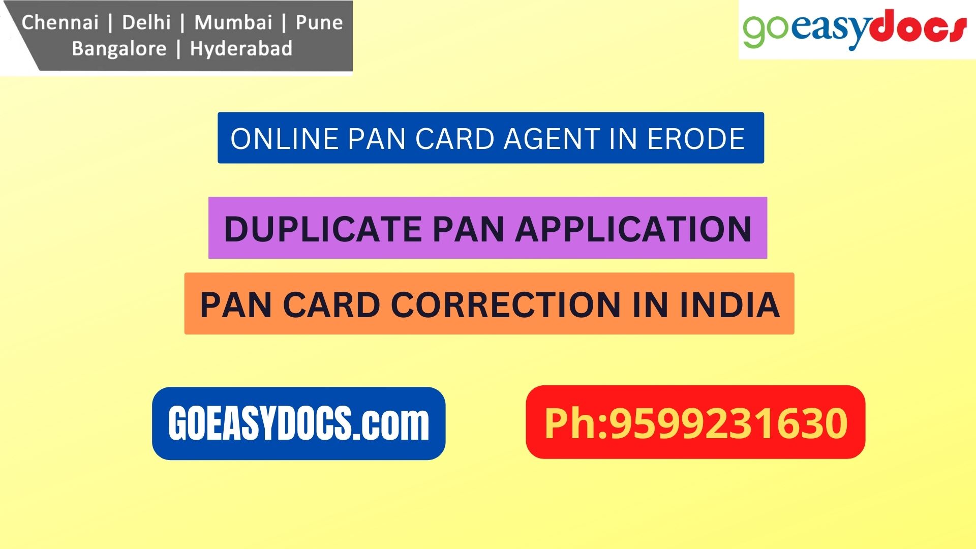 Pan Card Agent Service In ERODE 9599231630