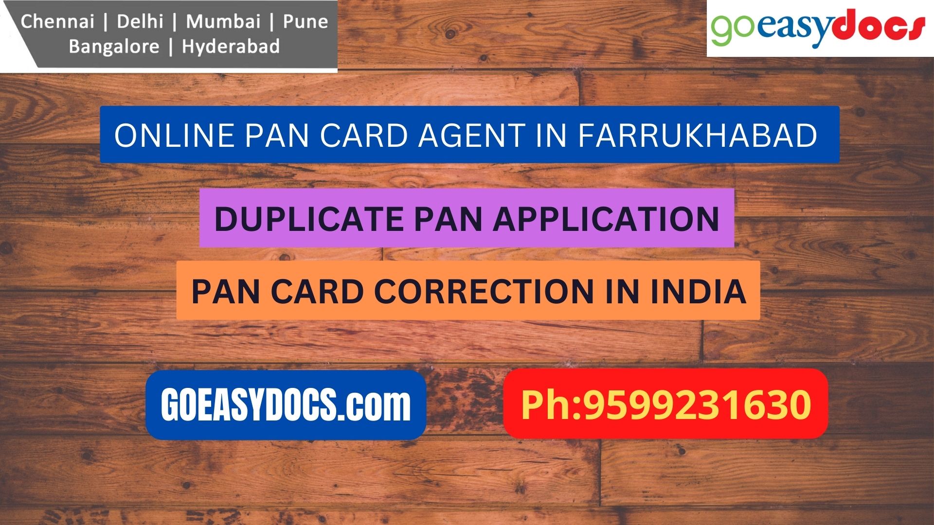 Pan Card Agent Service In FARRUKHABAD 9599231630