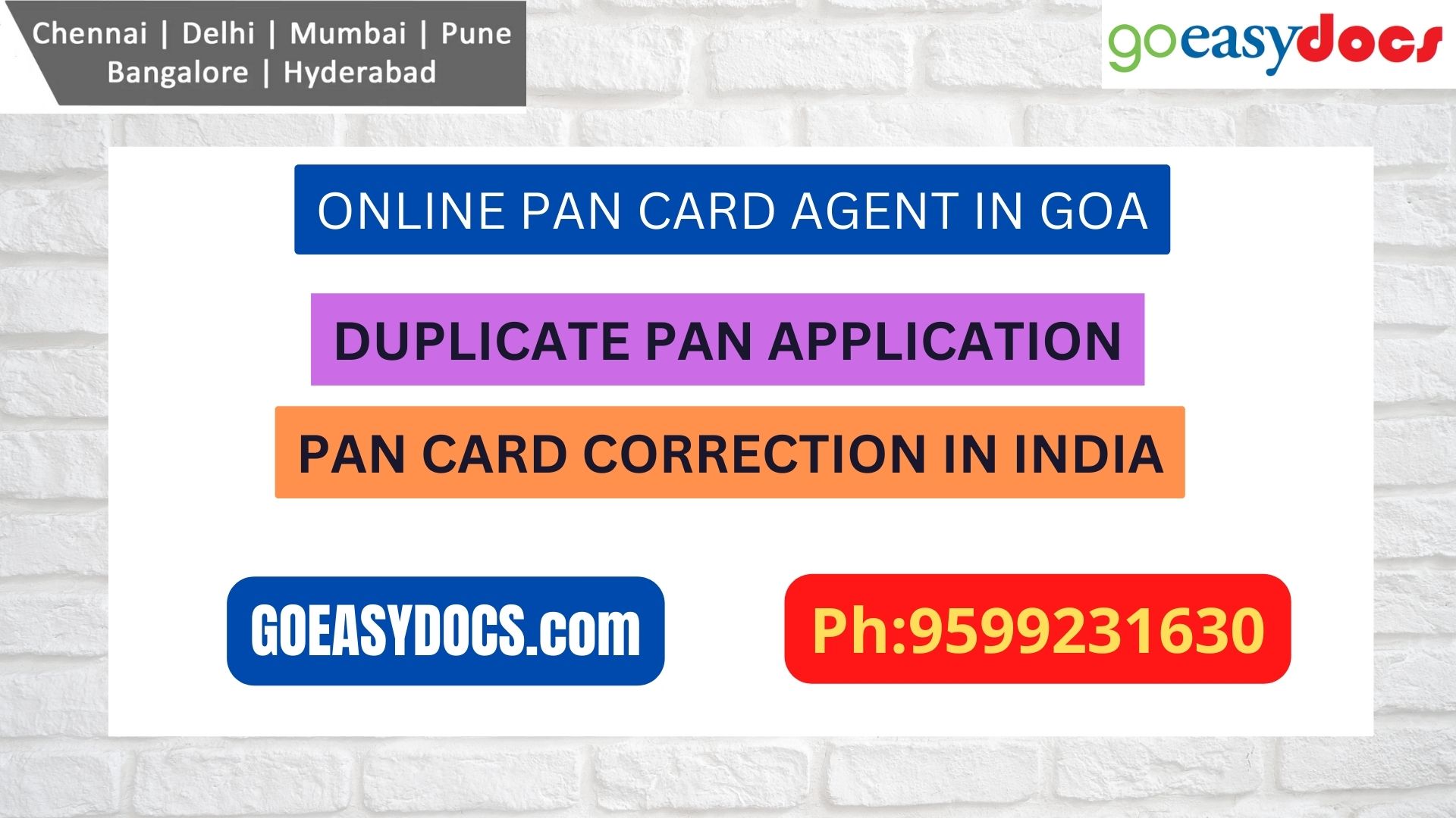 Pan Card Agent Service In GOA 9599231630