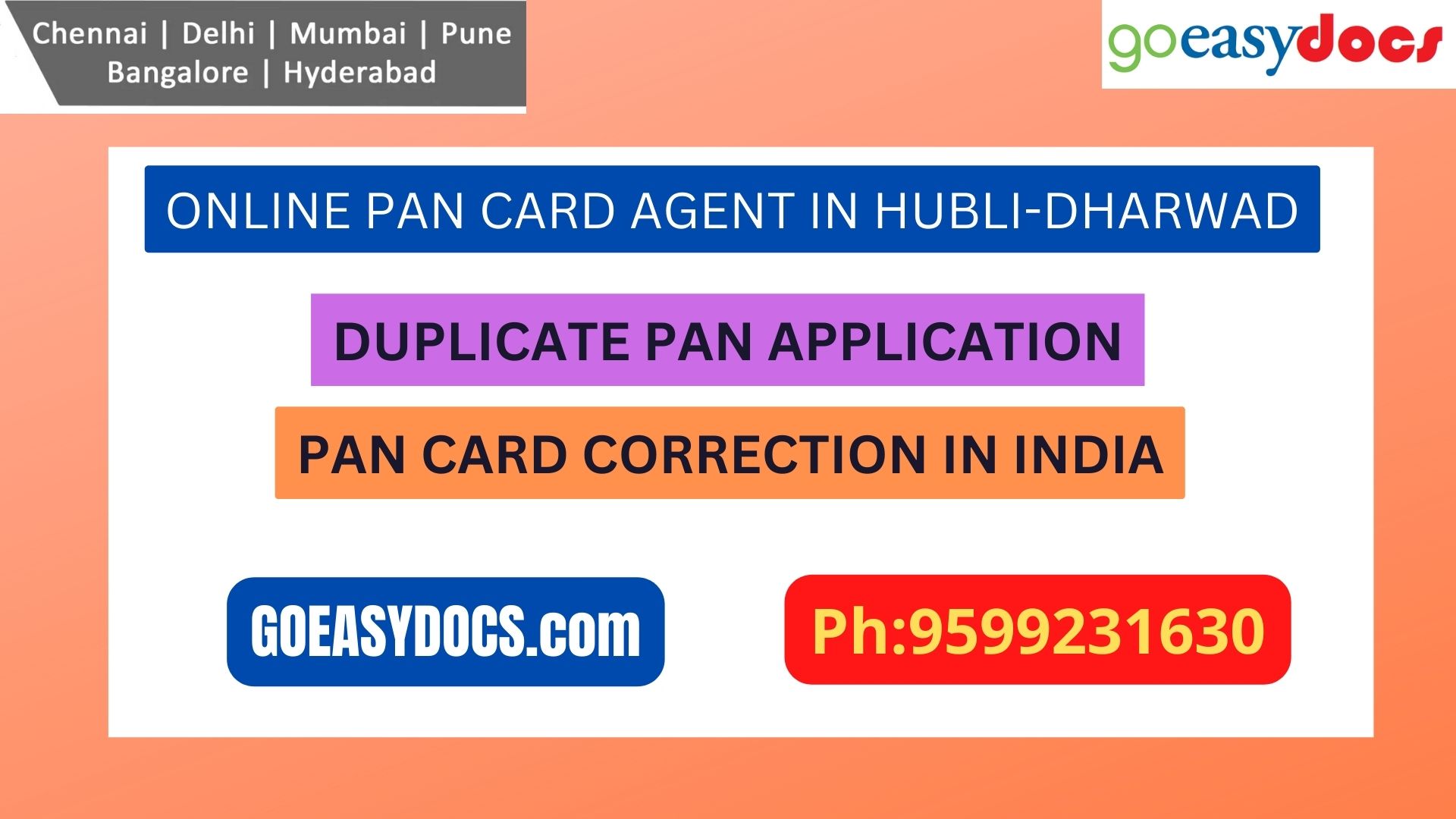 Pan Card Agent Service In HUBLI-DHARWAD 9599231630