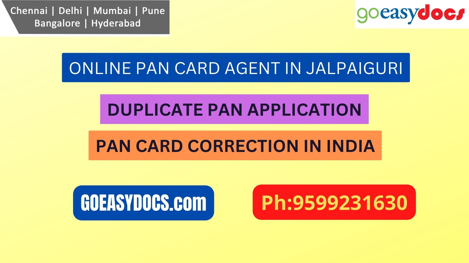 Pan Card Agent Service In JALPAIGURI 9599231630