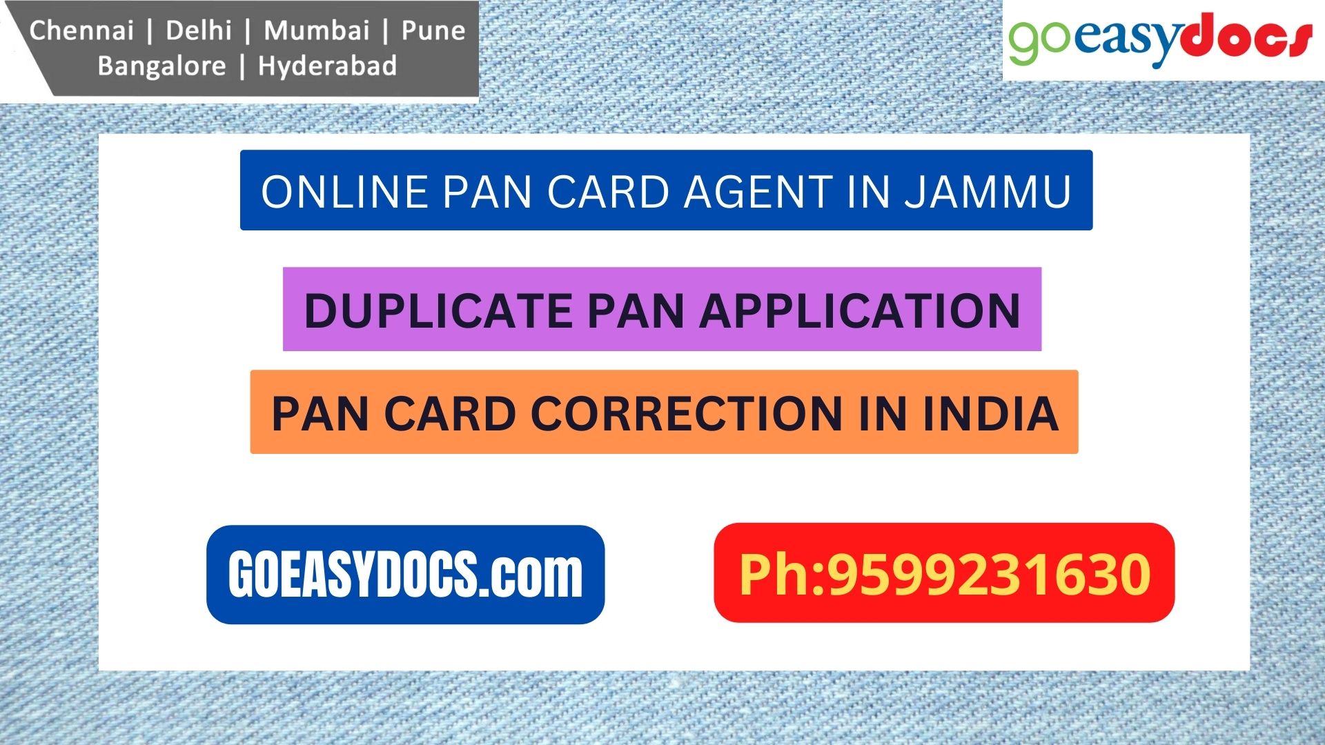 Pan Card Agent Service In JAMMU 9599231630