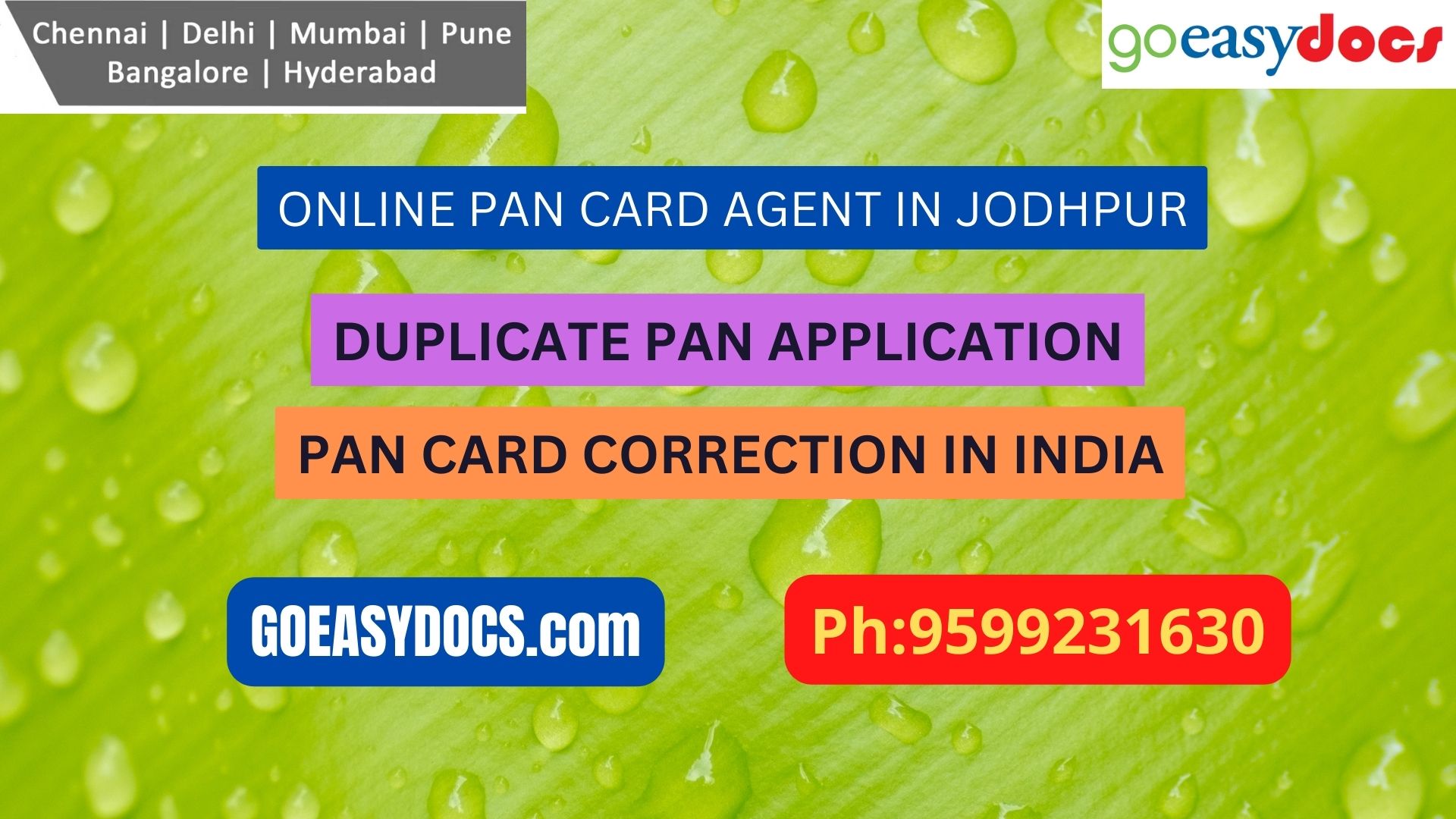 Pan Card Agent Service In JODHPUR 9599231630