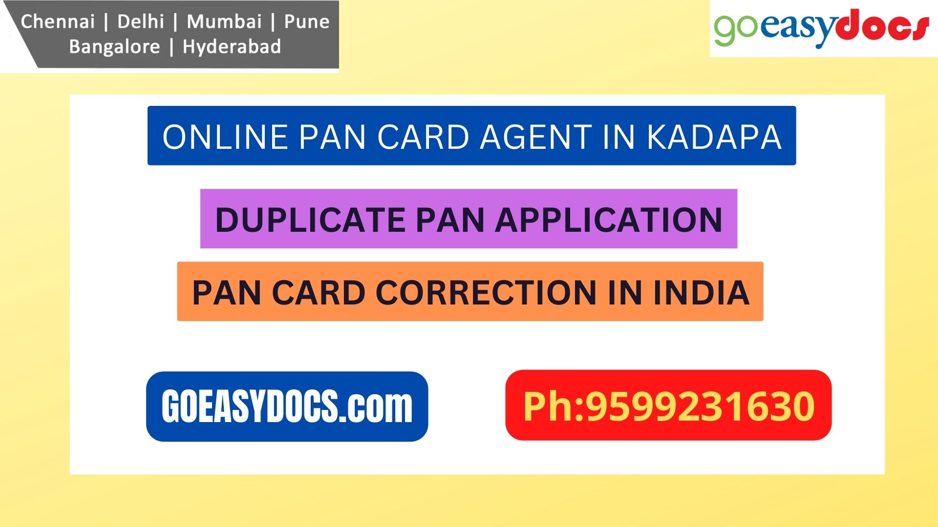 Pan Card Agent Service In KADAPA 9599231630