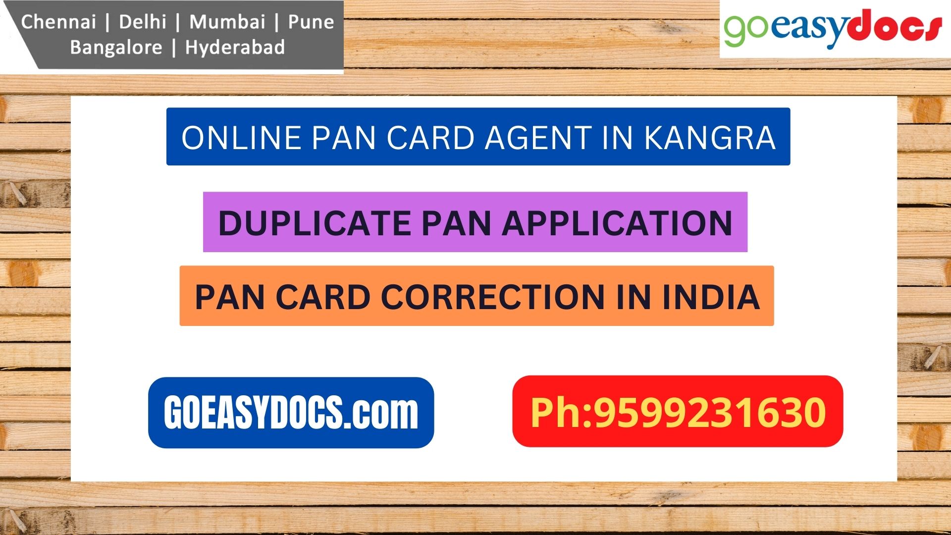 Pan Card Agent Service In KANGRA 9599231630