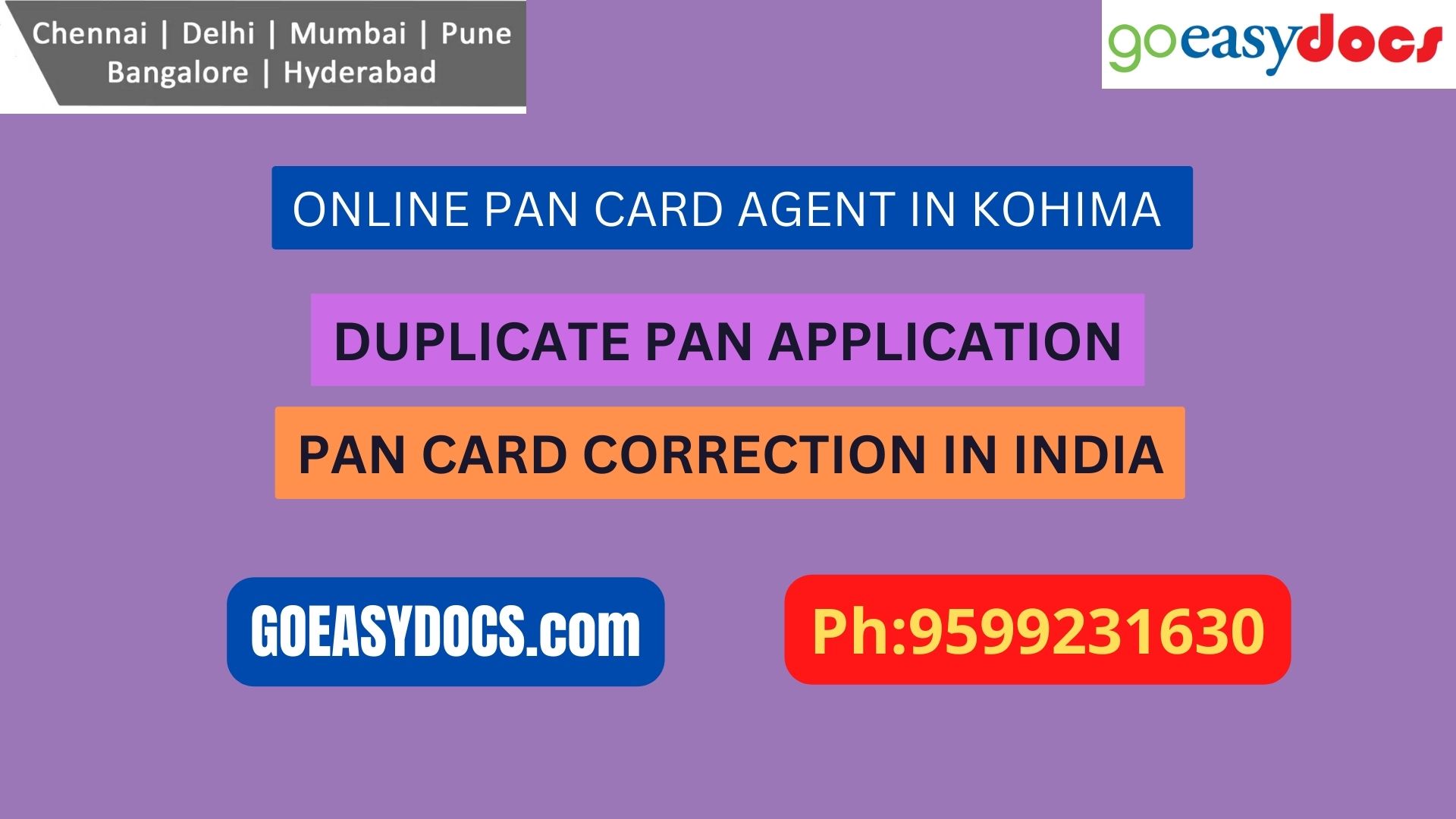 Pan Card Agent Service In KOHIMA 9599231630