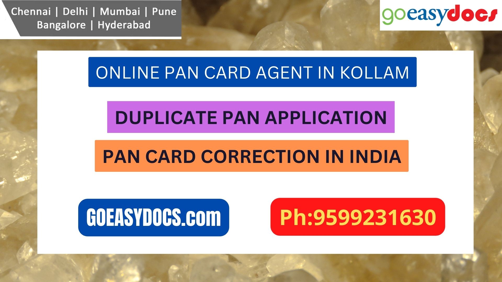 Pan Card Agent Service In KOLLAM 9599231630