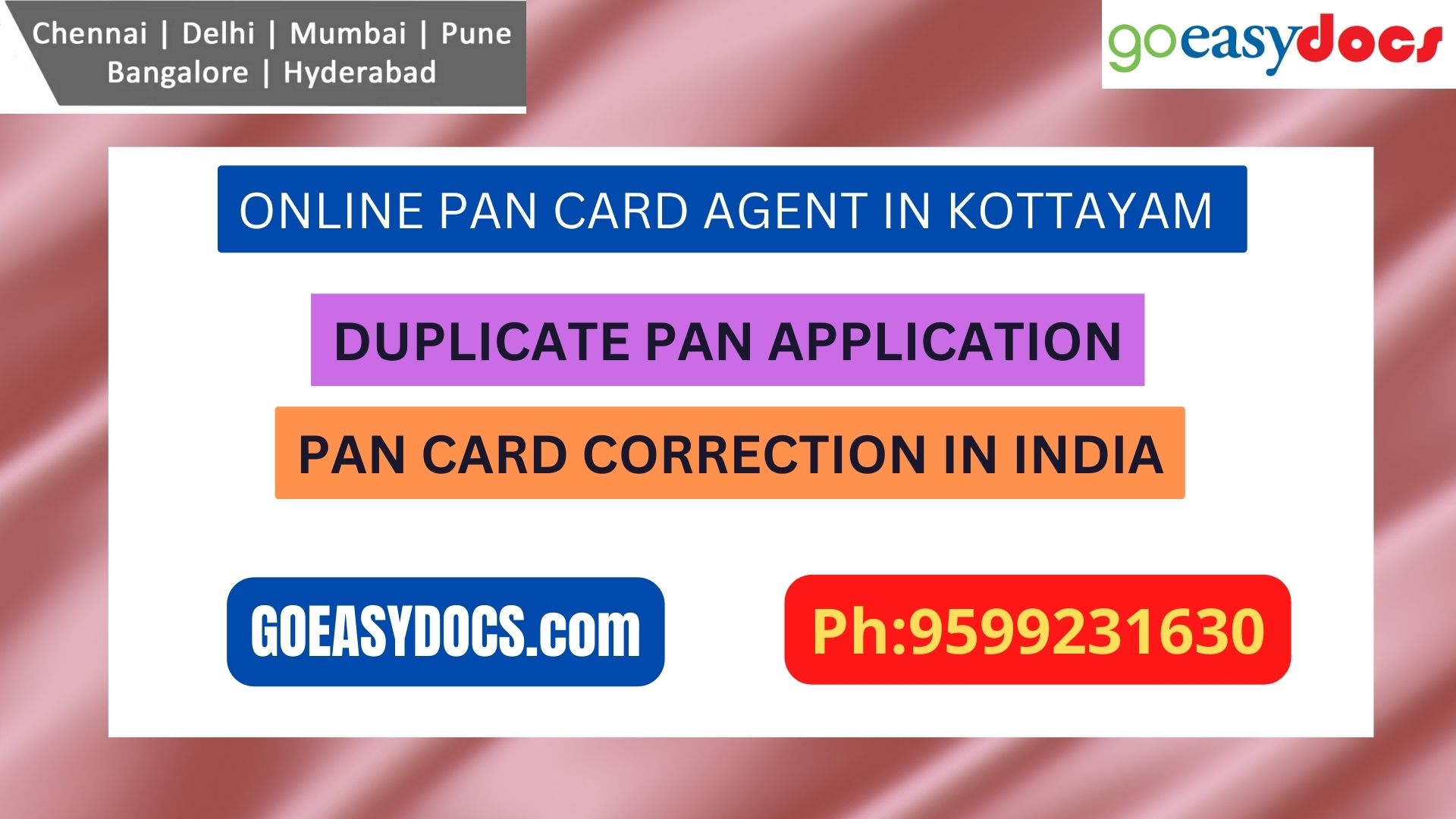 Pan Card Agent Service In KOTTAYAM 9599231630