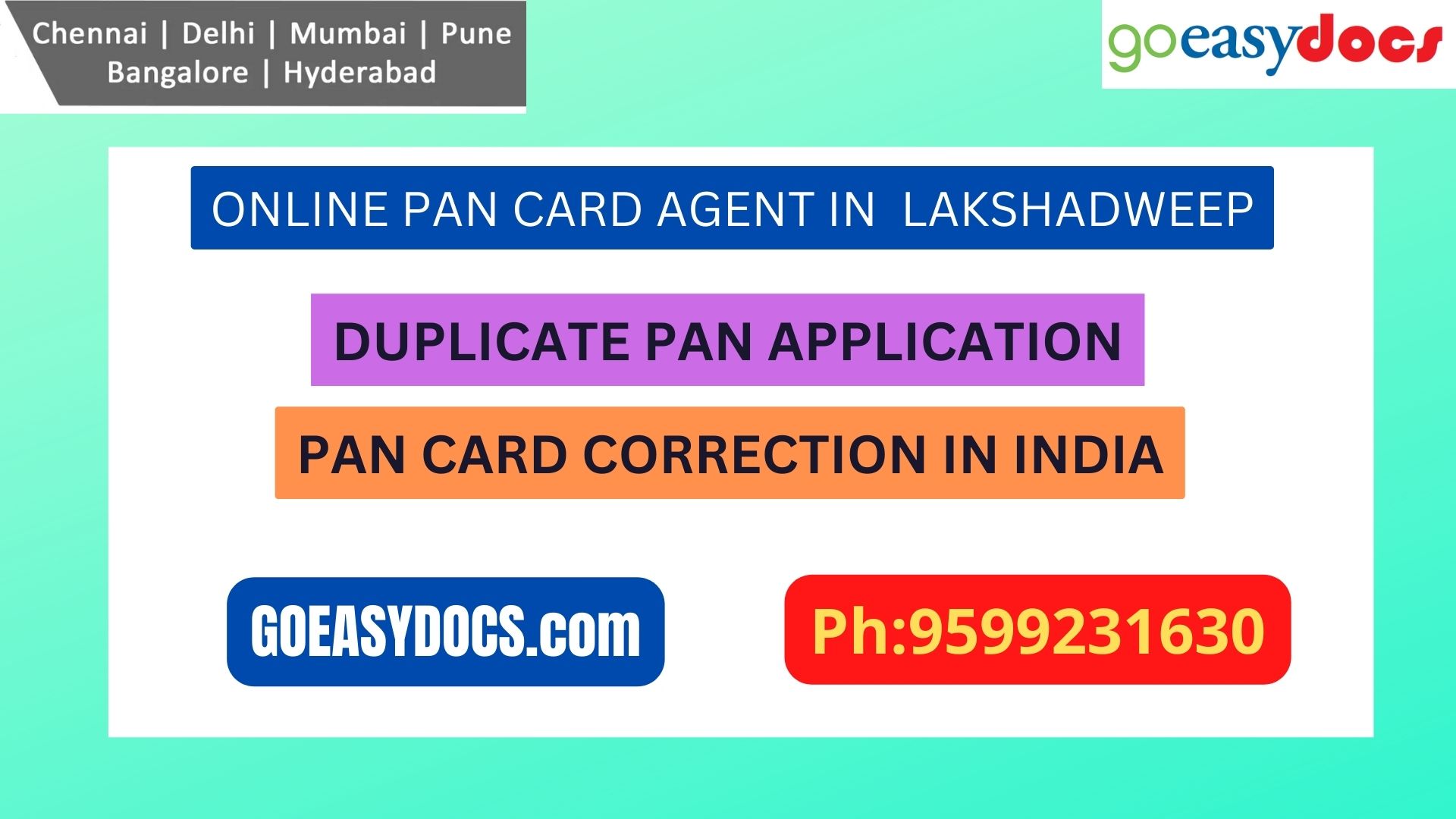 Pan Card Agent Service In LAKSHADWEEP 9599231630