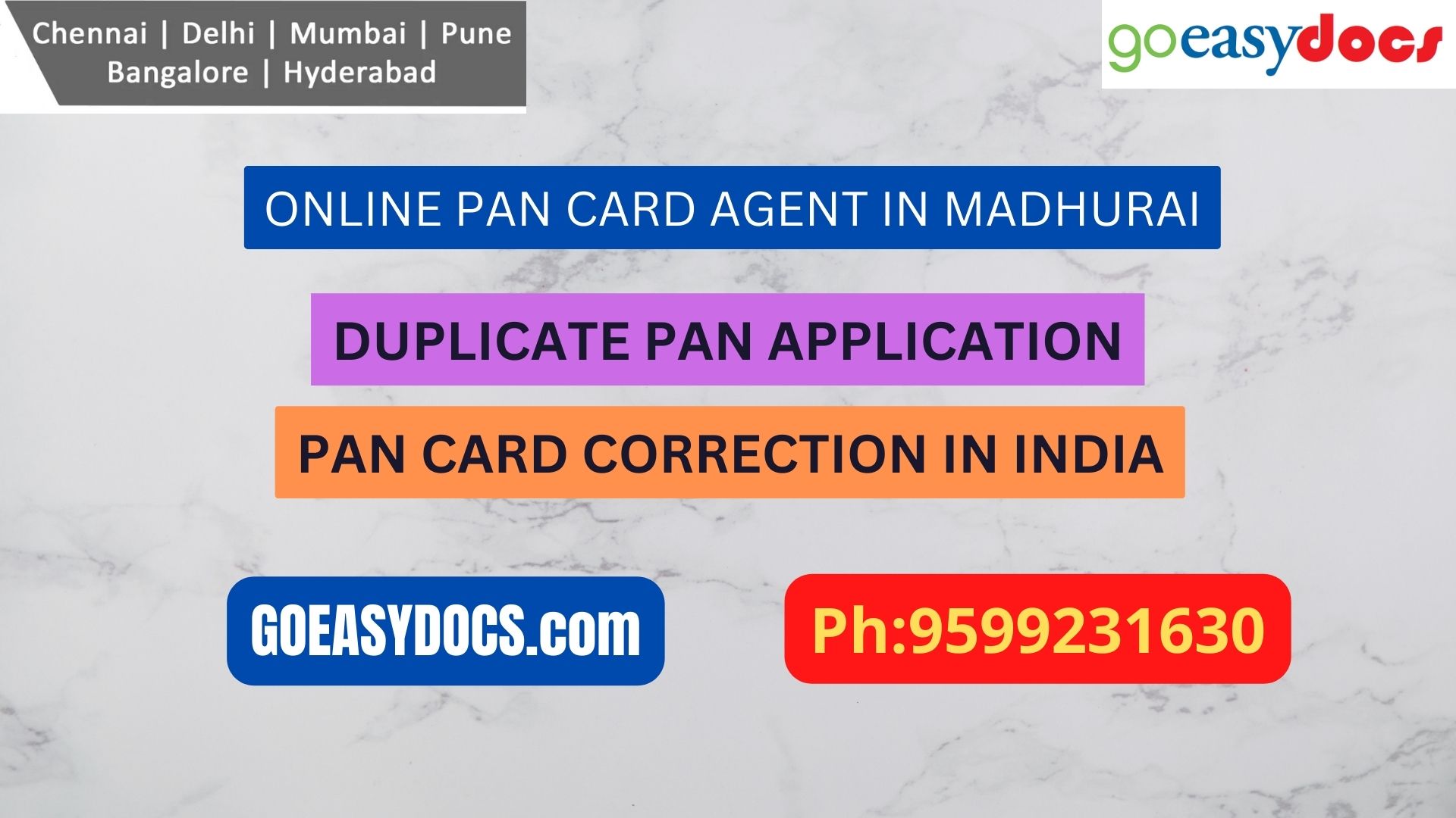 Pan Card Agent Service In MADHURAI 9599231630