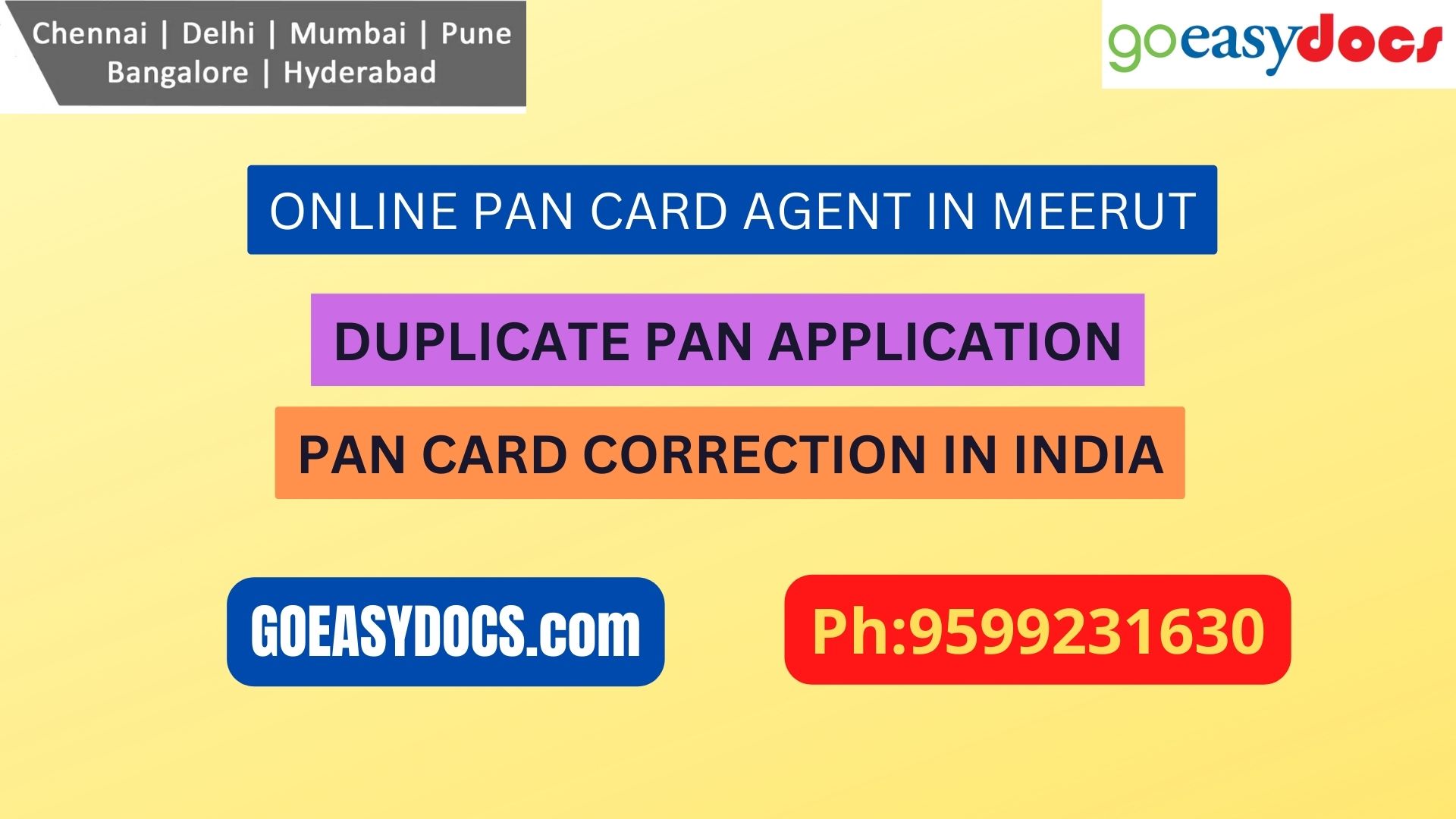 Pan Card Agent Service In MEERUT 9599231630