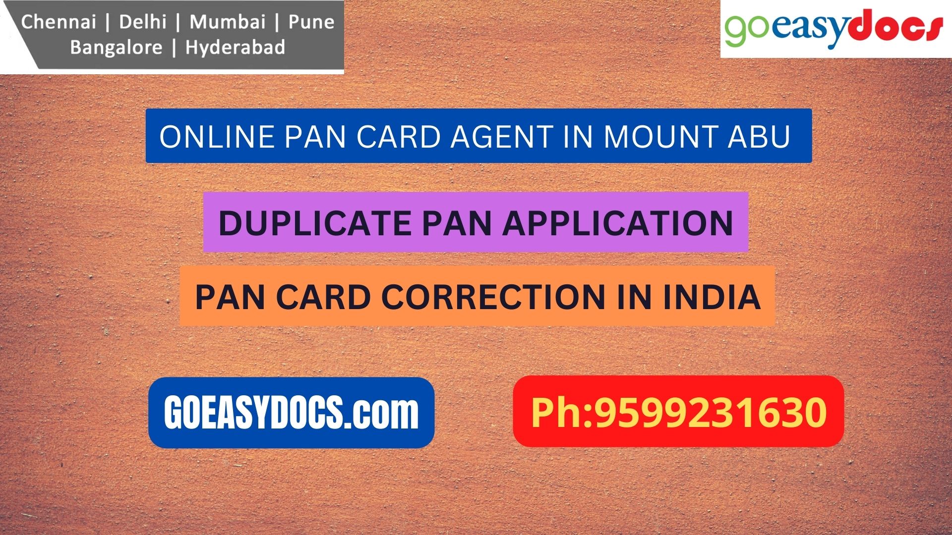 Pan Card Agent Service In MOUNT ABU 9599231630