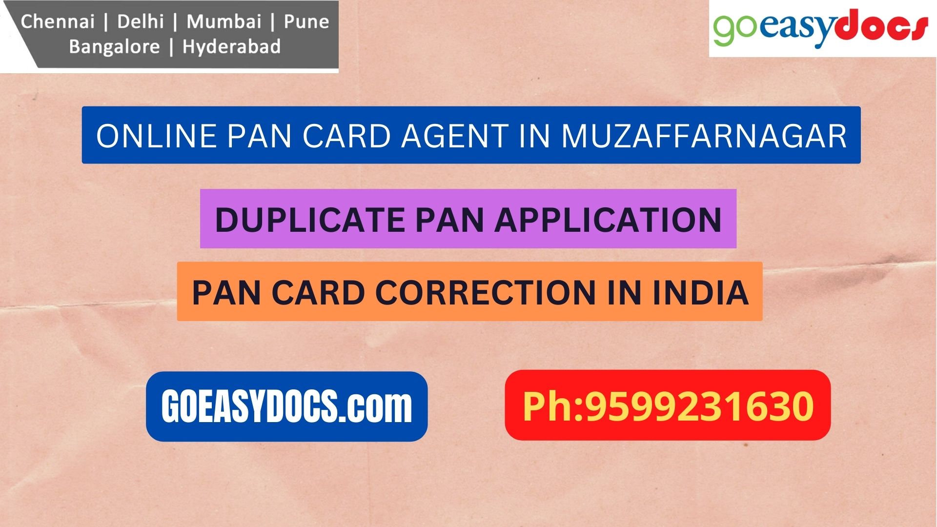 Pan Card Agent Service In MUZAFFARNAGAR 9599231630