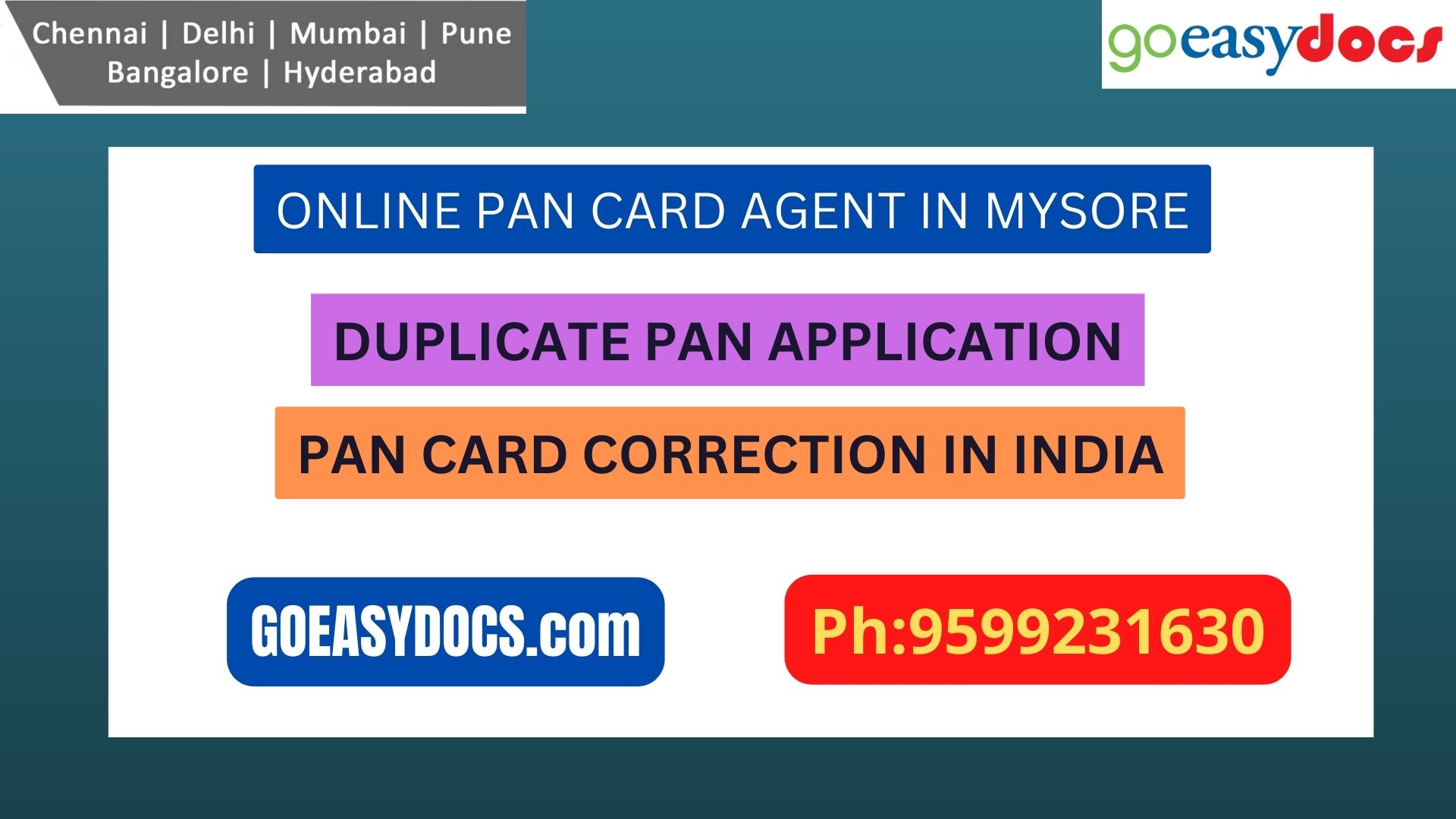 Pan Card Agent Service In MYSORE 9599231630