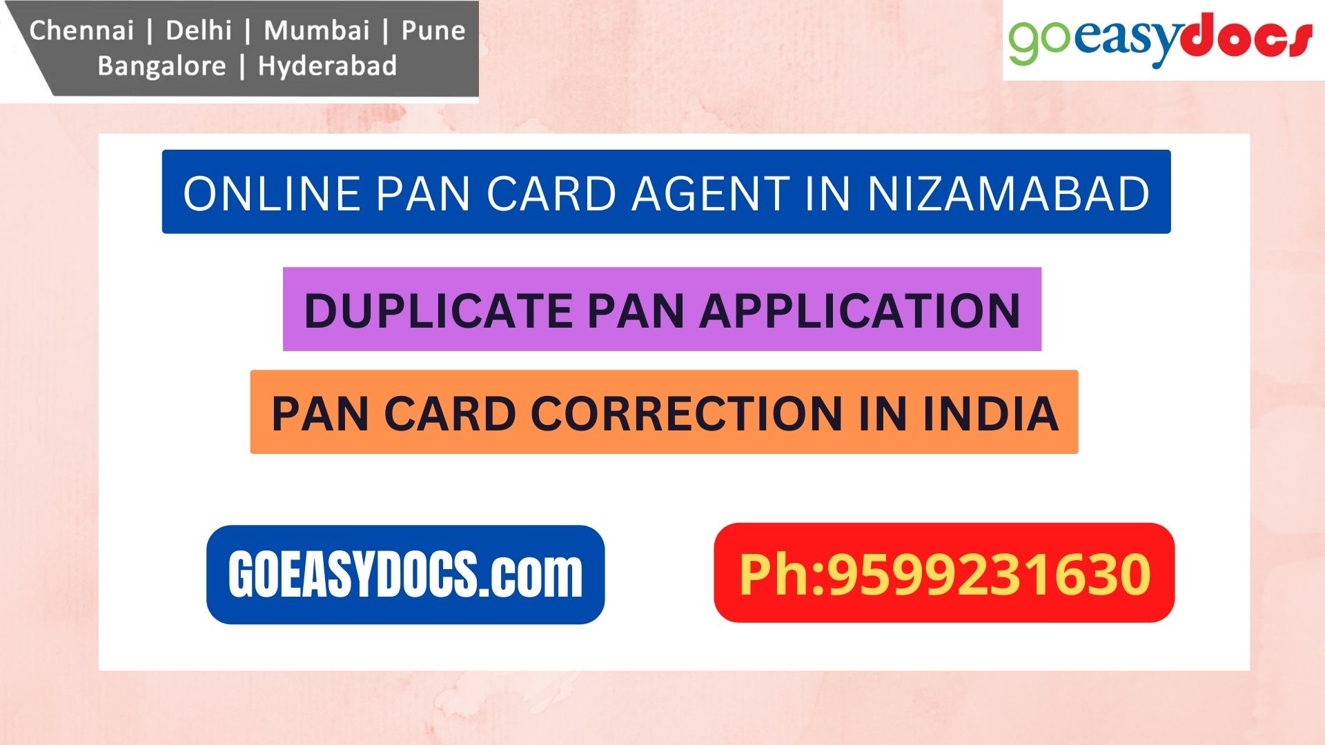 Pan Card Agent Service In NIZAMABAD 9599231630