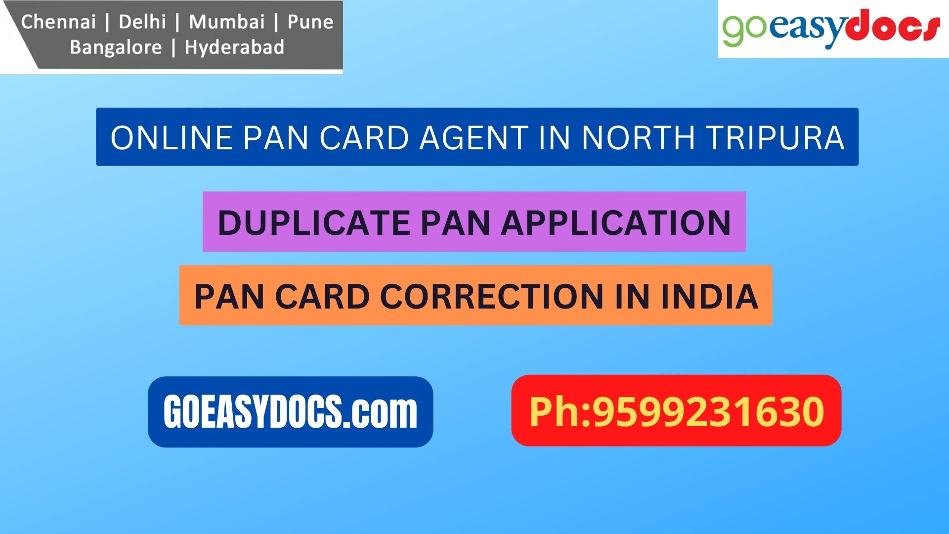 Pan Card Agent Service In NORTH TRIPURA 9599231630