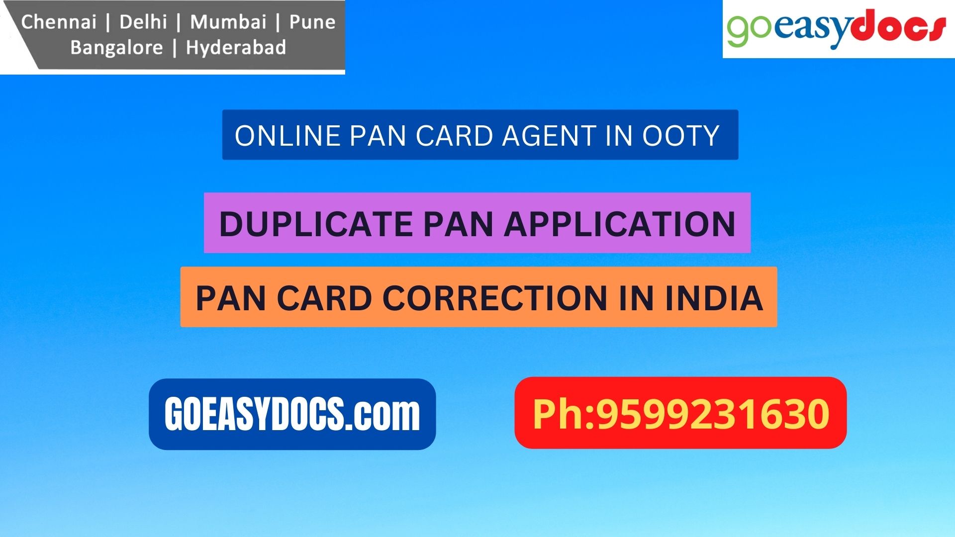 Pan Card Agent Service In OOTY 9599231630