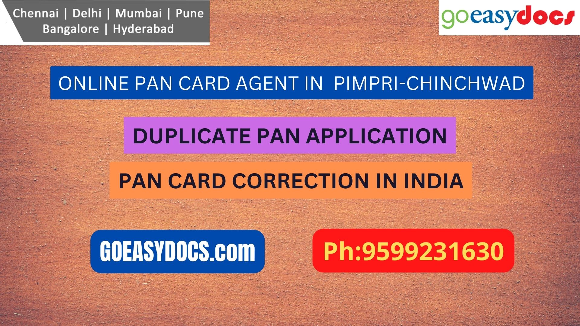 Pan Card Agent Service In PIMPRI-CHINCHWAD 9599231630