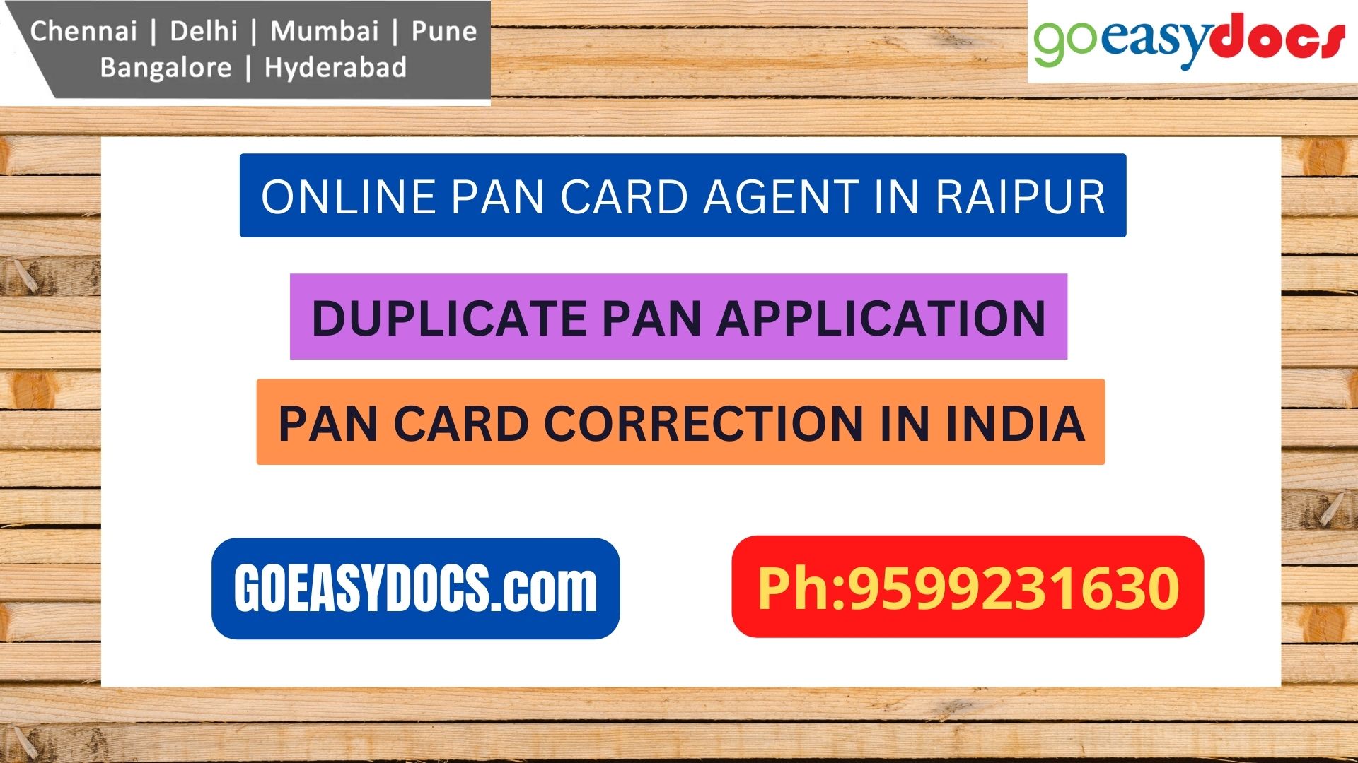 Pan Card Agent Service In RAIPUR 9599231630