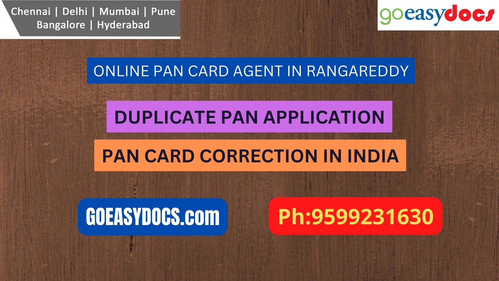 Pan Card Agent Service In RANGAREDDY 9599231630