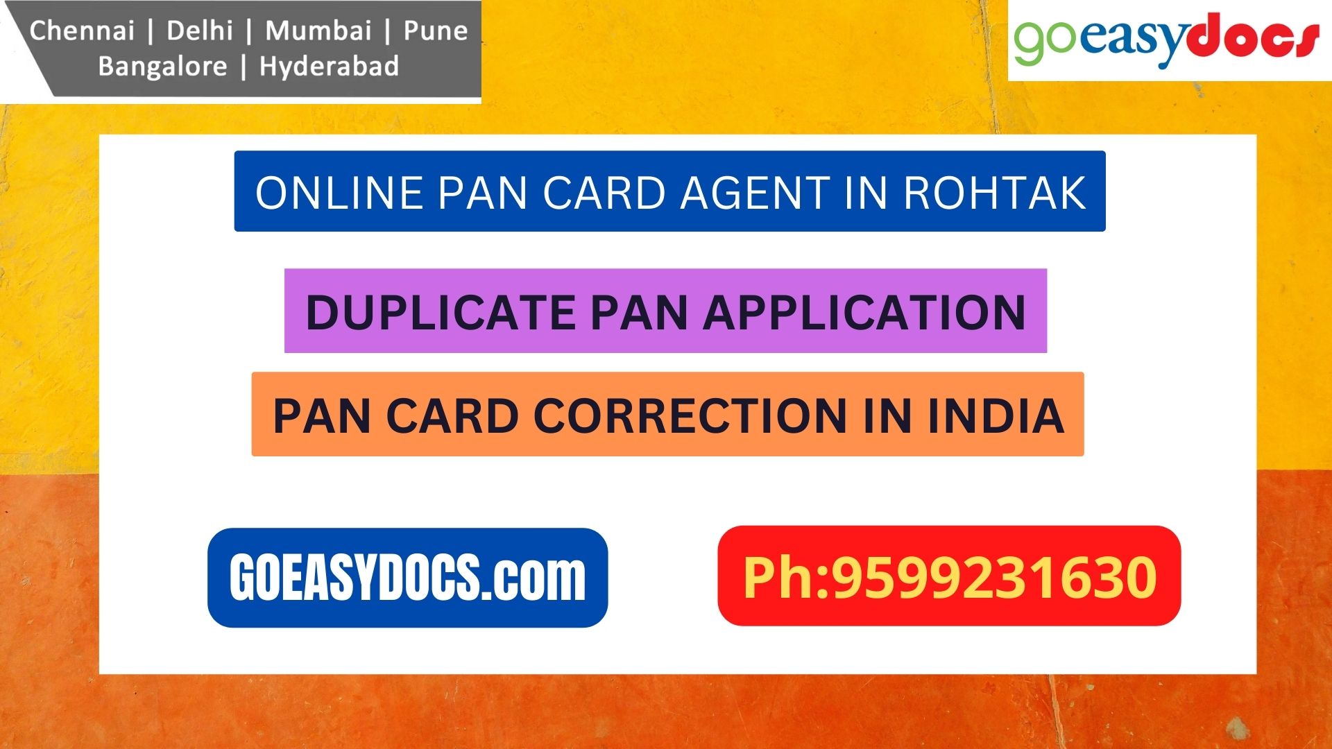 Pan Card Agent Service In ROHTAK 9599231630
