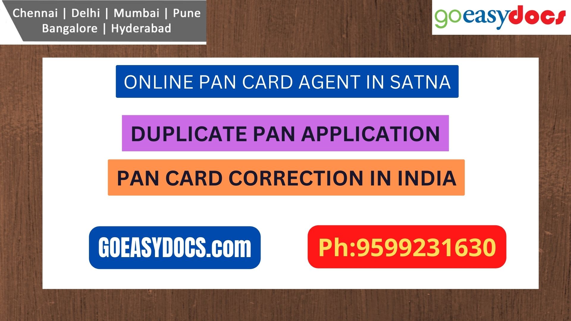 Pan Card Agent Service In SATNA 9599231630