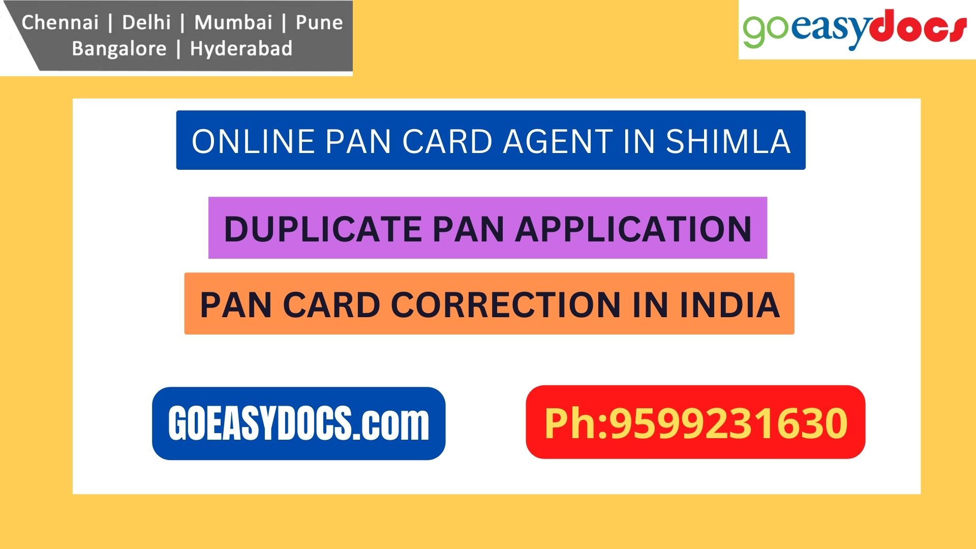 Pan Card Agent Service In SHIMLA 9599231630