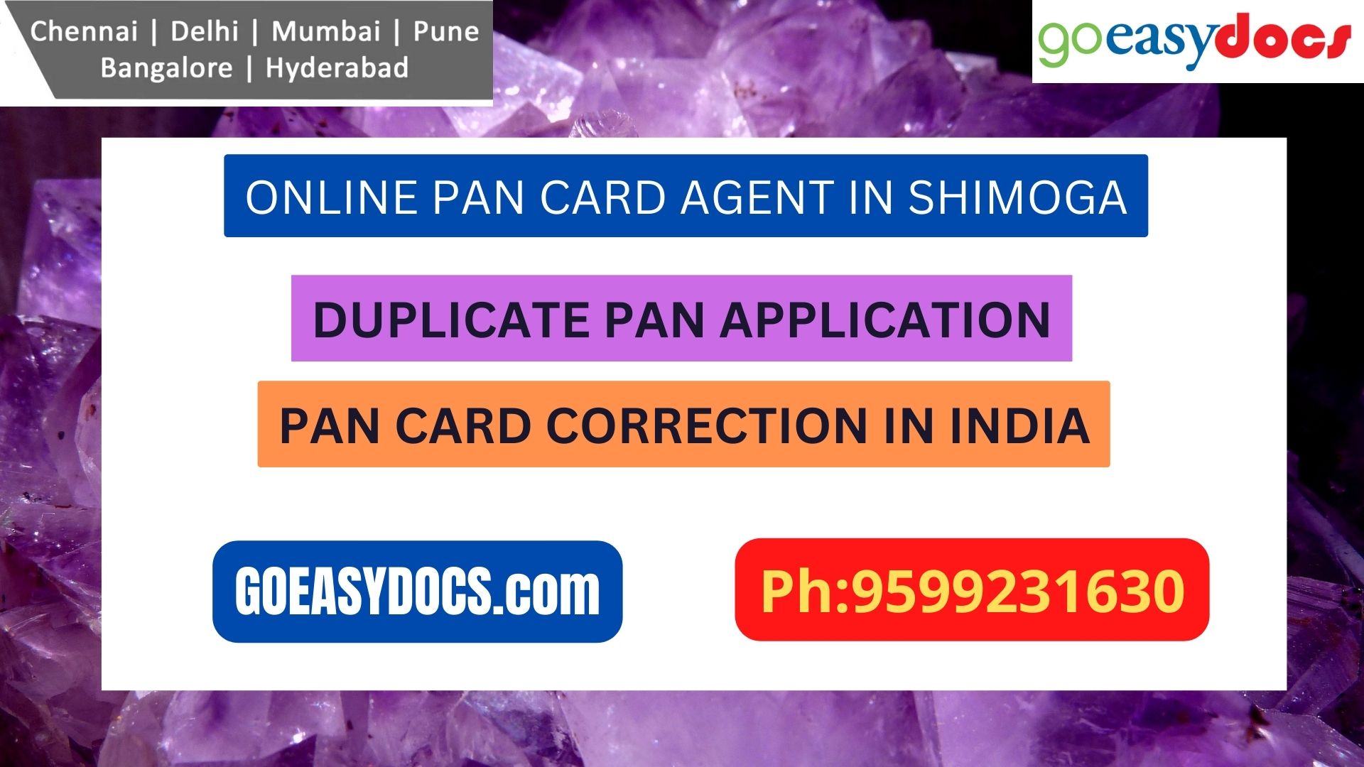 Pan Card Agent Service In SHIMOGA 9599231630