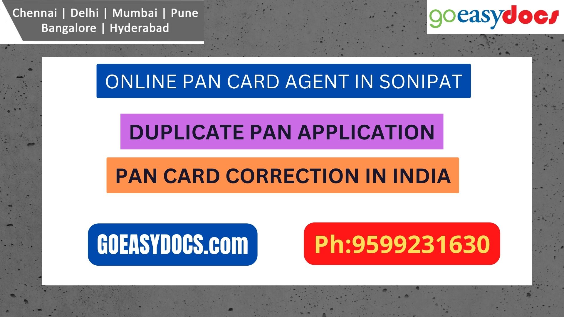 Pan Card Agent Service In SONIPAT 9599231630