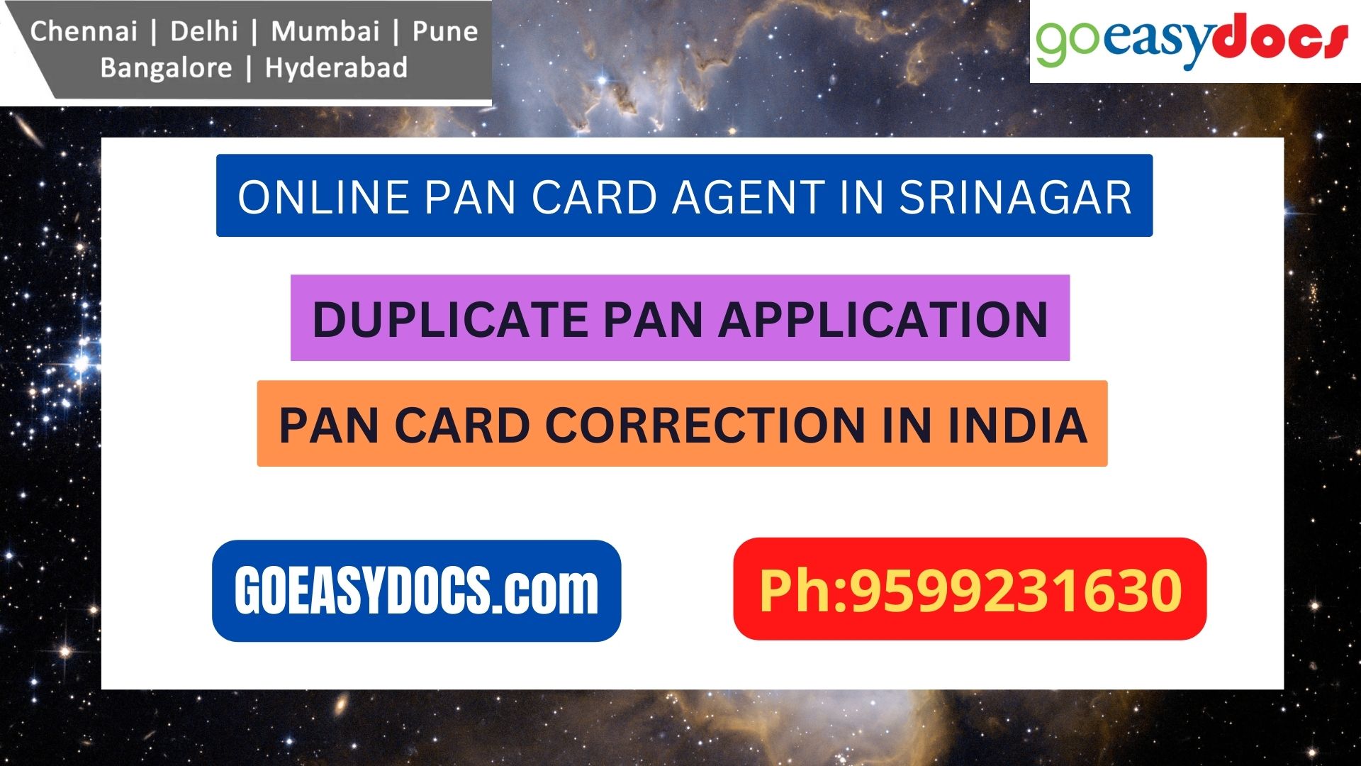 Pan Card Agent Service In SRINAGAR 9599231630