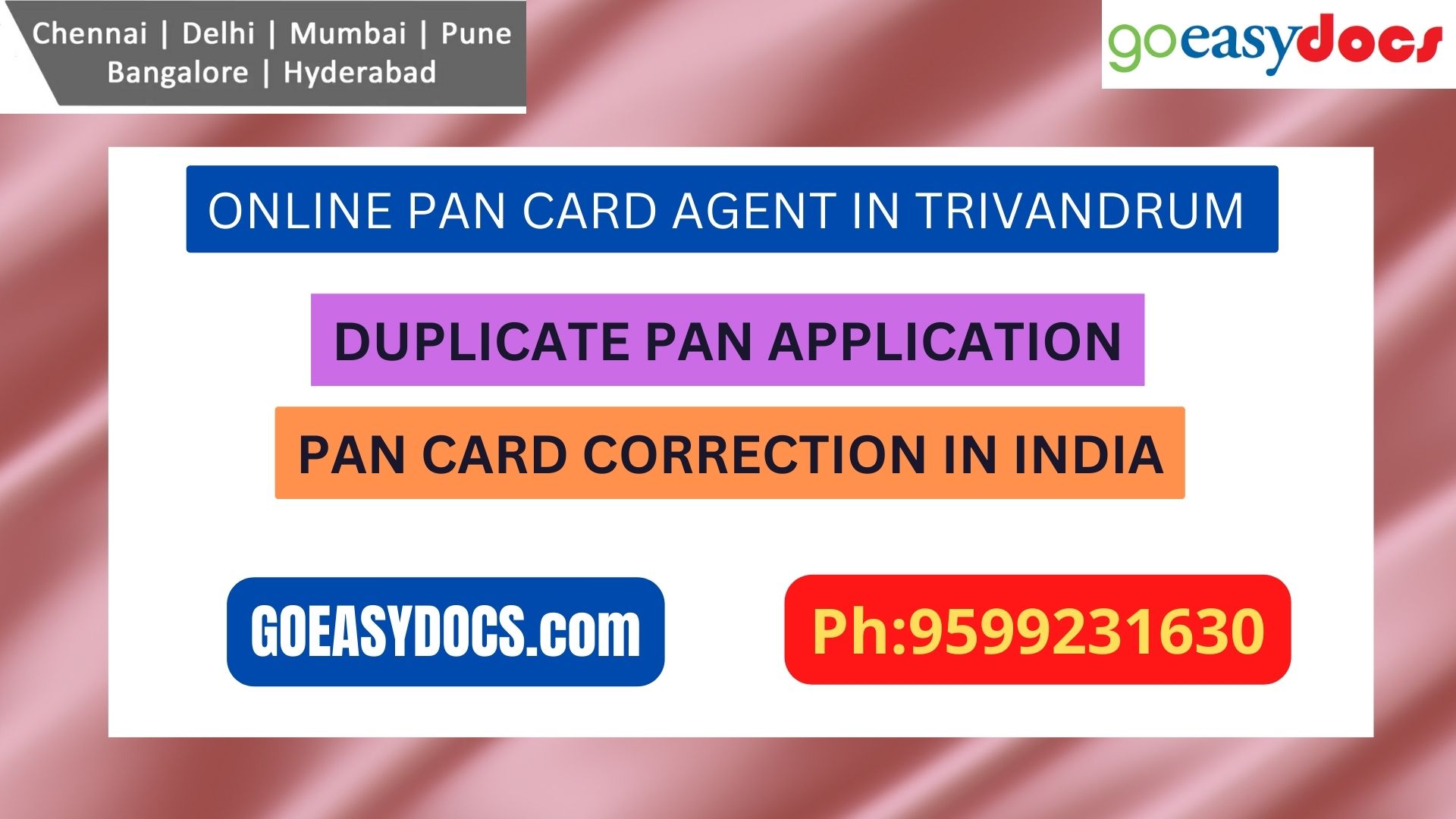 Pan Card Agent Service In TRIVANDRUM 9599231630