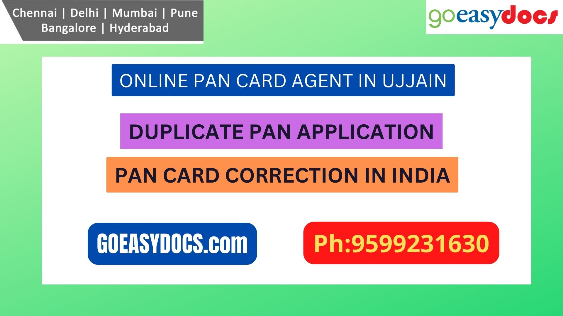 Pan Card Agent Service In UJJAIN 9599231630