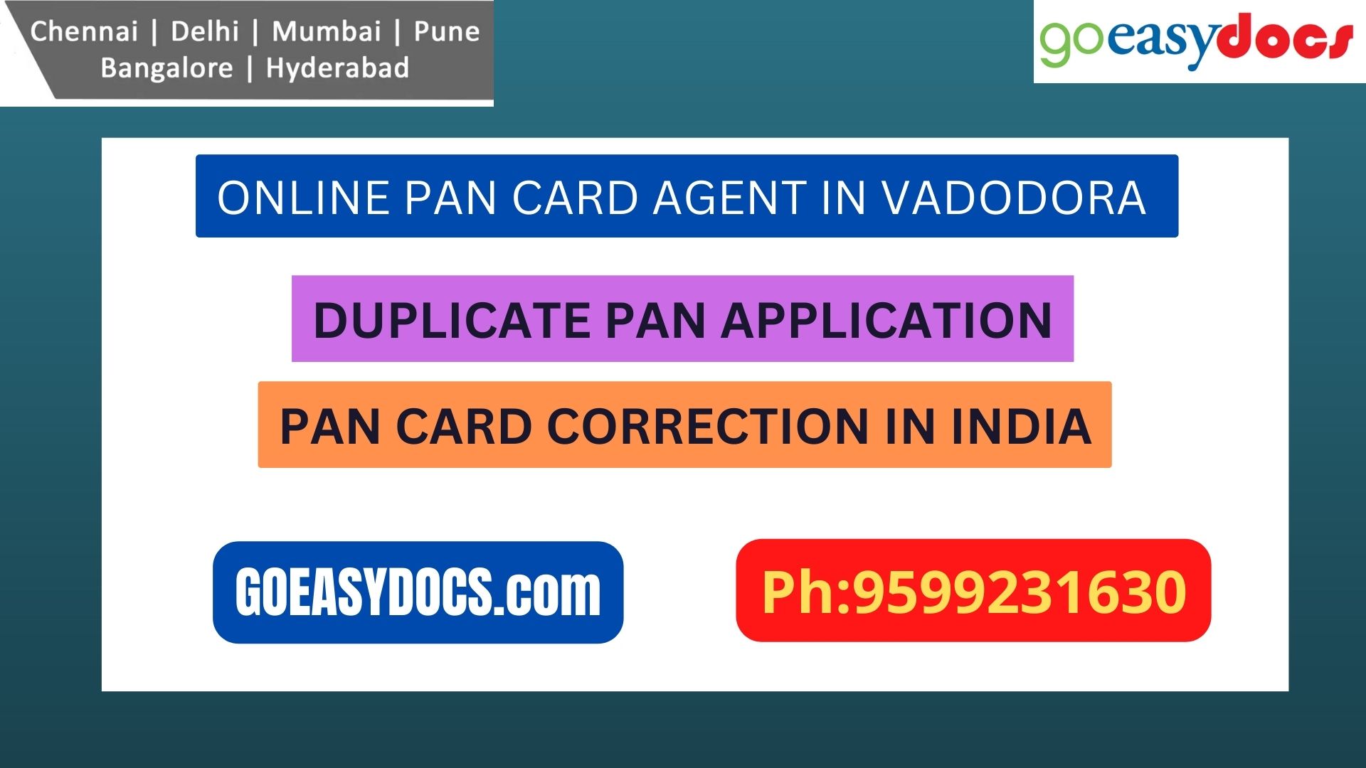 Pan Card Agent Service In VADODORA 9599231630