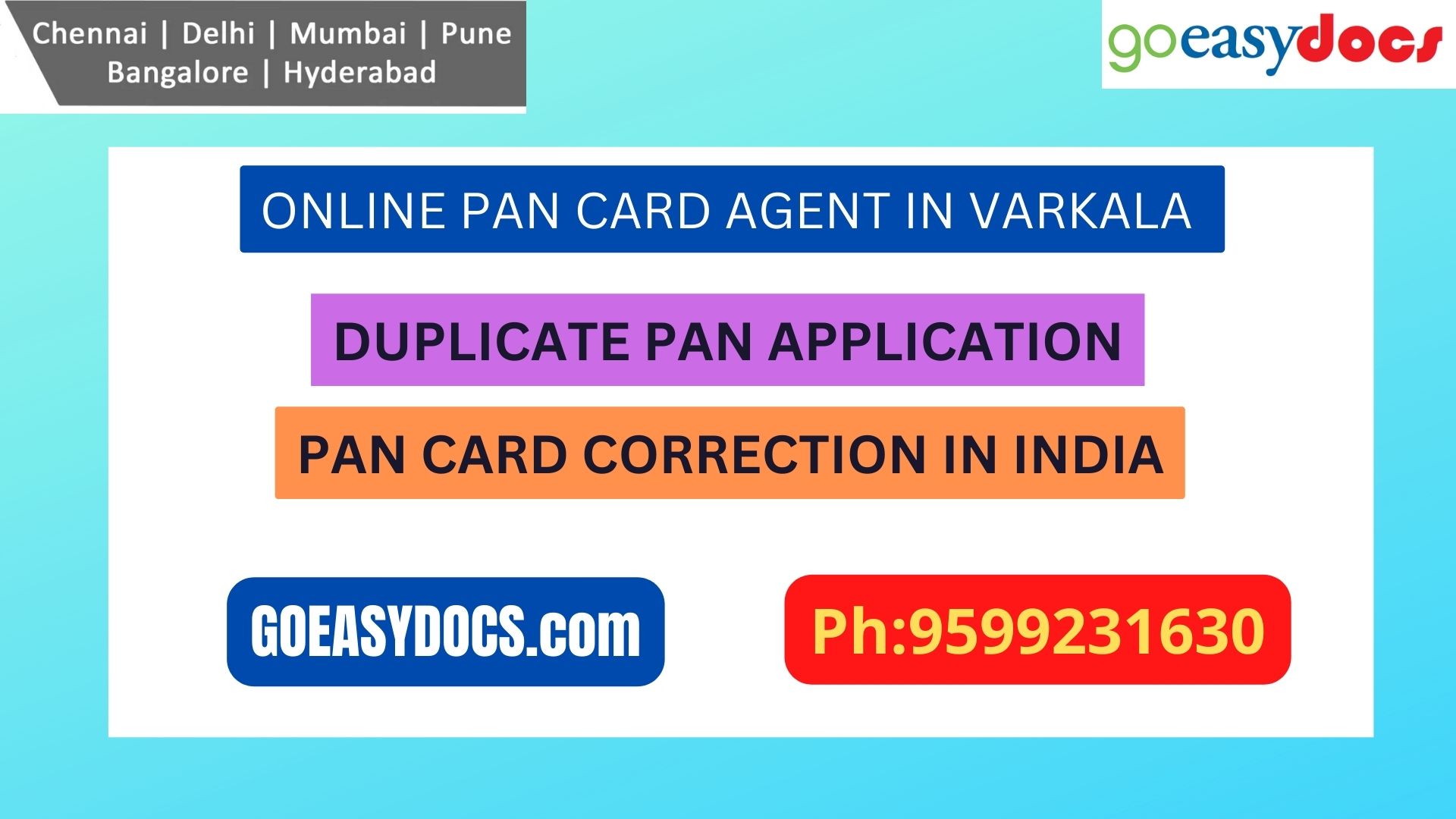 Pan Card Agent Service In VARKALA 9599231630