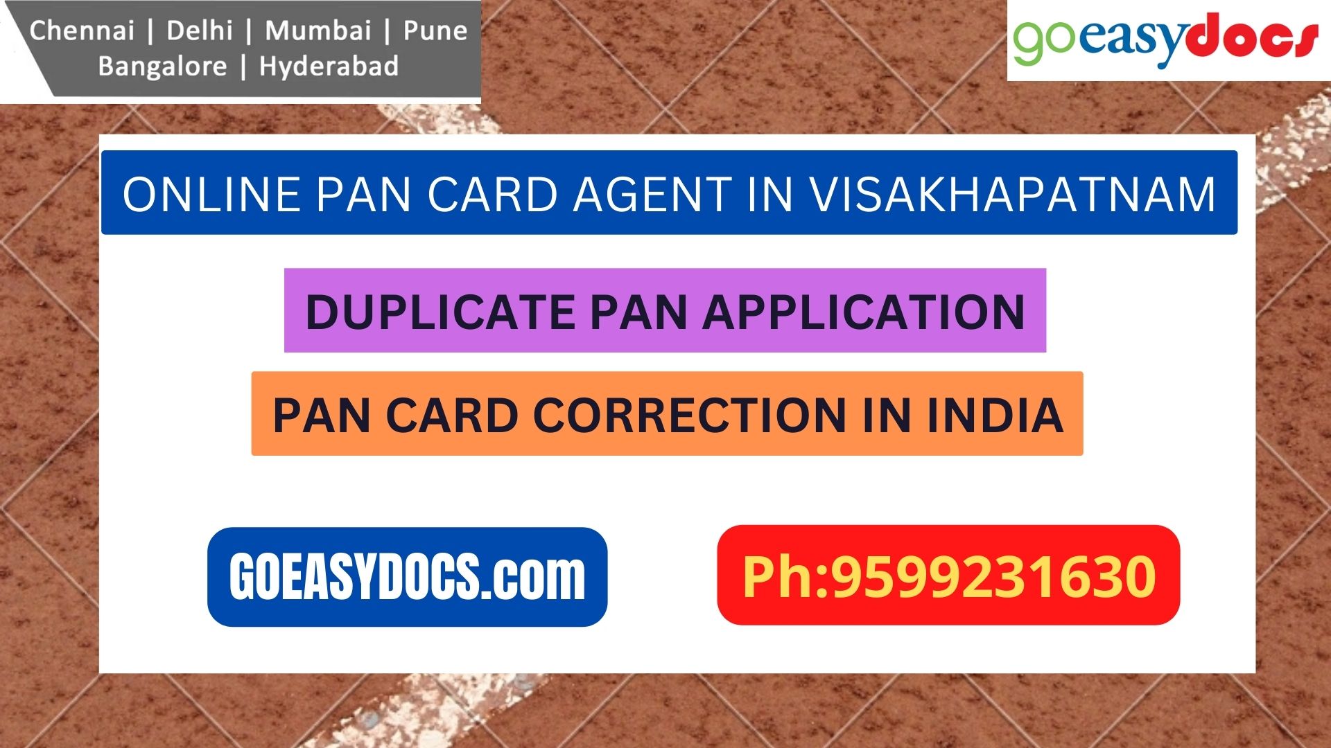 Pan Card Agent Service In VISAKHAPATNAM 9599231630